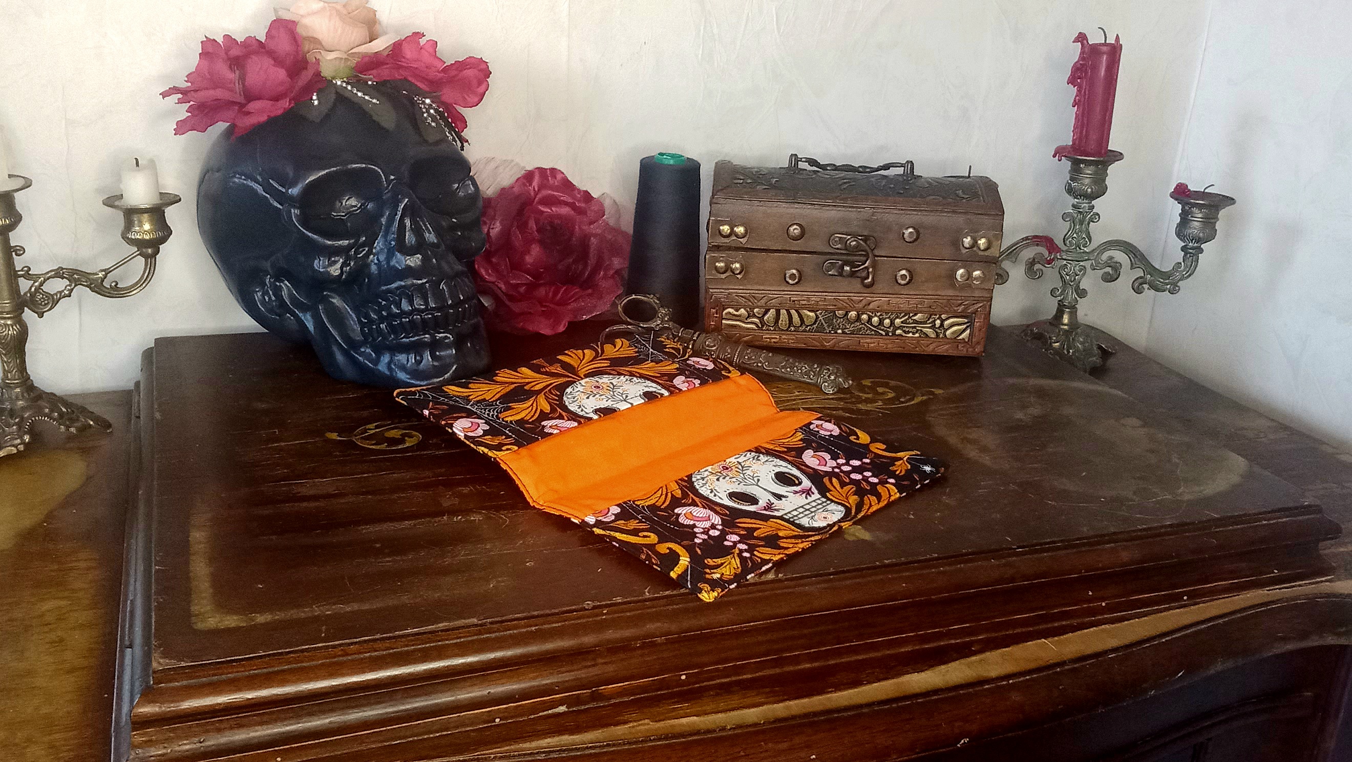 Porte chéquier skull arabesques 