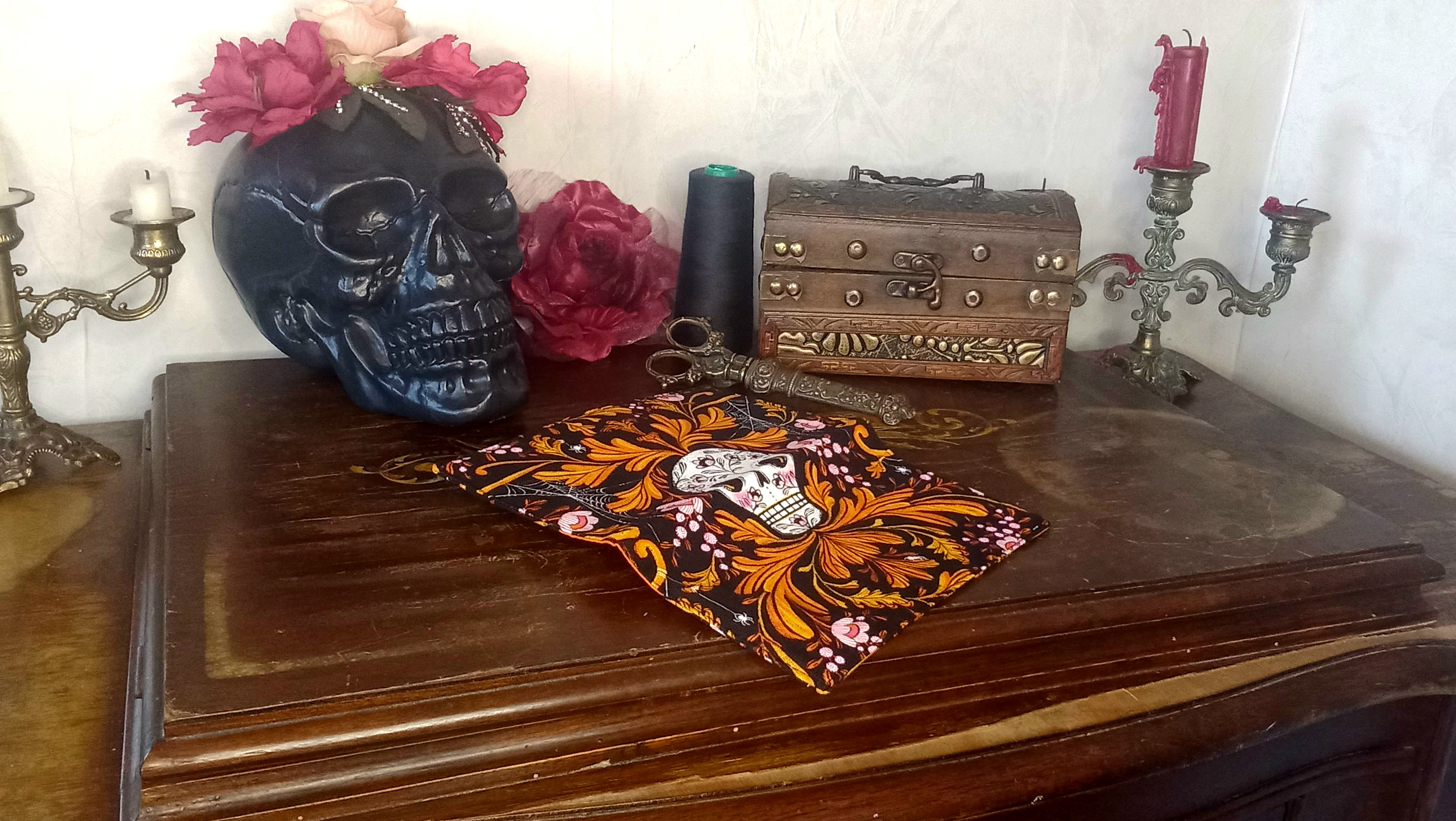 Porte chéquier skull arabesques 