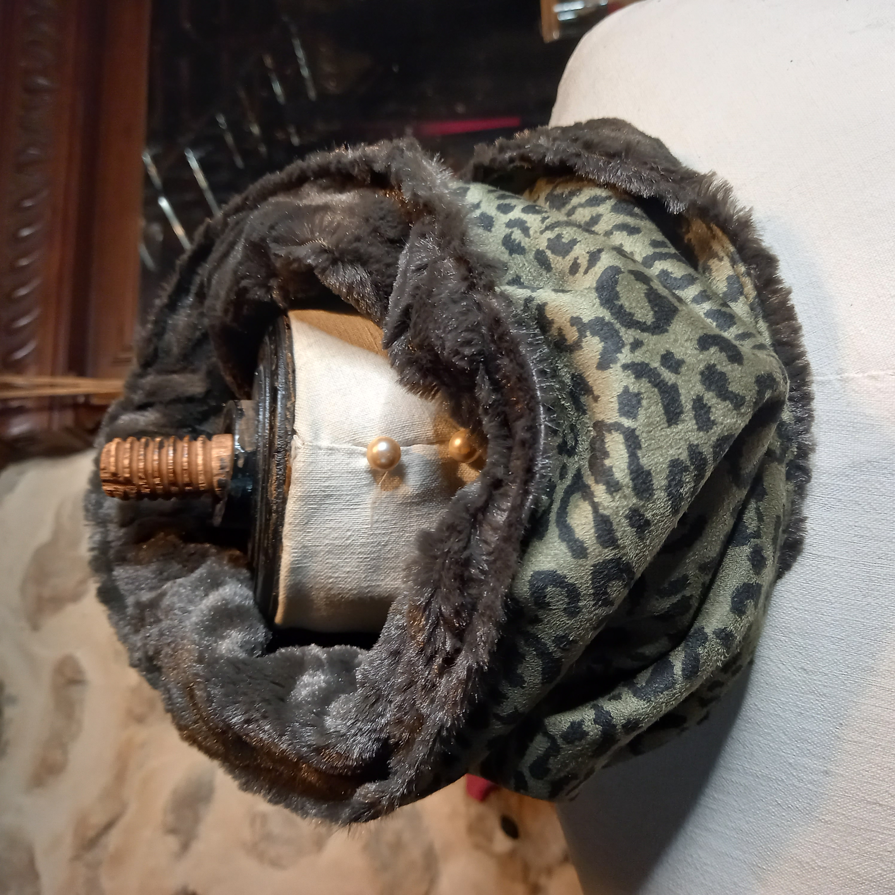 Tour de cou suédine léopard kaki