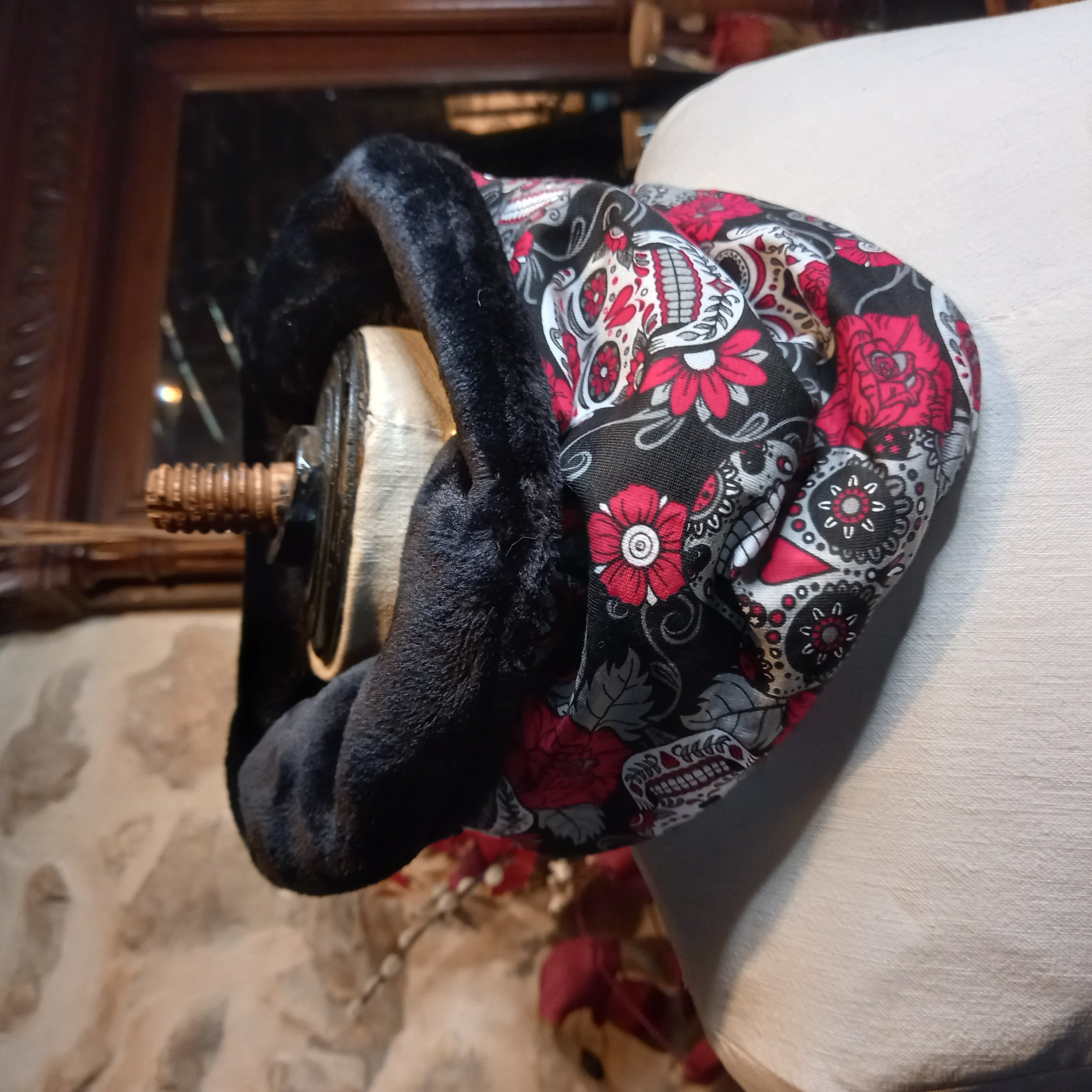 Tour de cou santa muerta rouge et noir