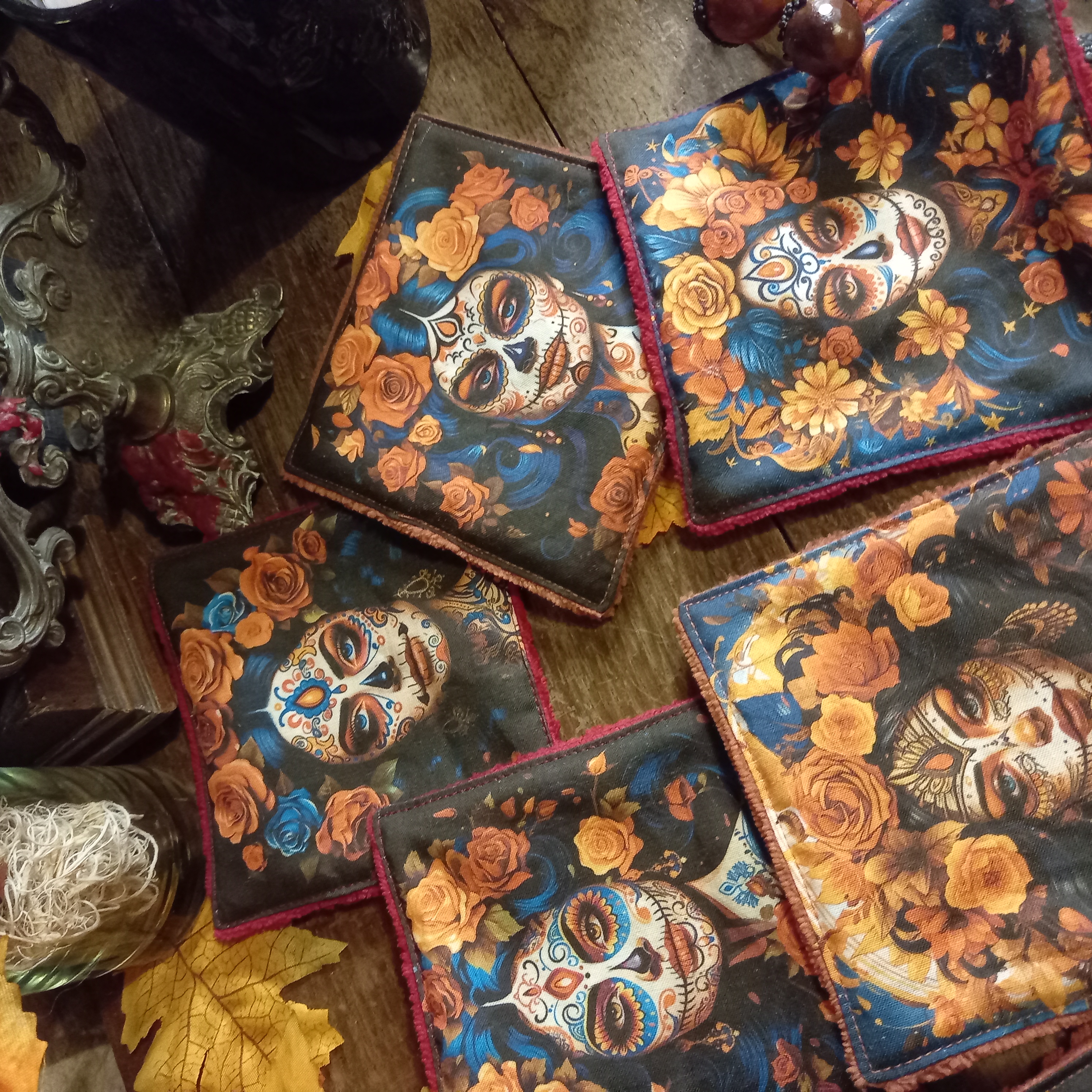 Lingettes lavables grand format Santa Muerta x8