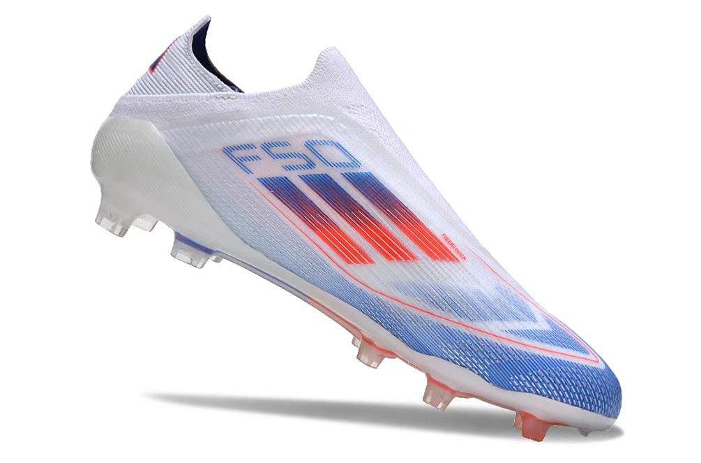adidas F50 Elite Laceless  FG Advancement - Blanco/Rojo Solar/Azul Lúcido