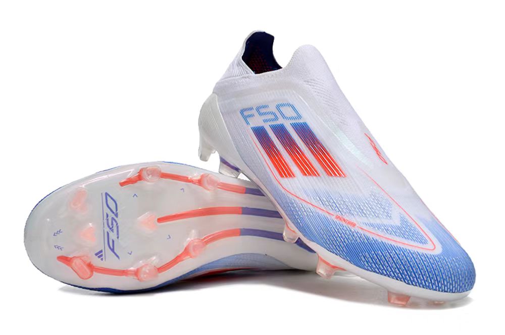 adidas F50 Elite Laceless  FG Advancement - Blanco/Rojo Solar/Azul Lúcido