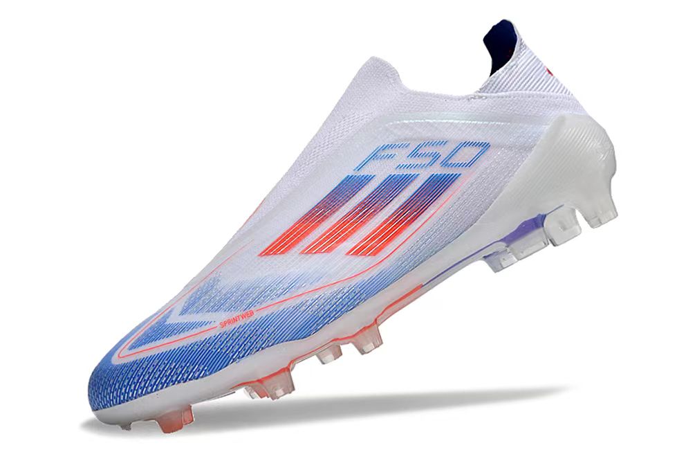 adidas F50 Elite Laceless  FG Advancement - Blanco/Rojo Solar/Azul Lúcido