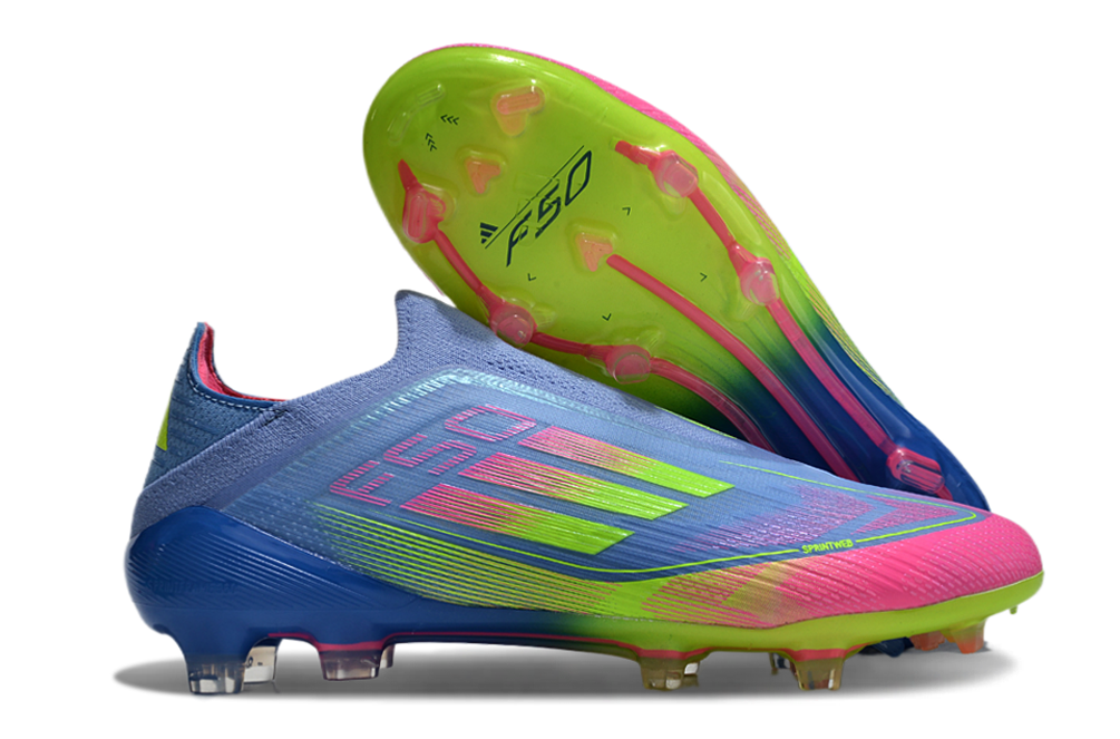  Adidas F50 Elite FG Laceless - Azul Fusion/Limón Lúcido/Rosa Lúcido
