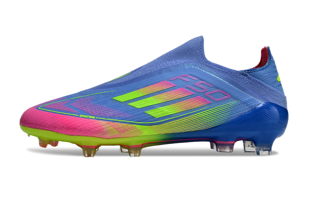  Adidas F50 Elite FG Laceless - Azul Fusion/Limón Lúcido/Rosa Lúcido
