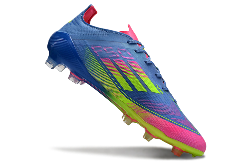  Adidas F50 Elite FG Laceless - Azul Fusion/Limón Lúcido/Rosa Lúcido