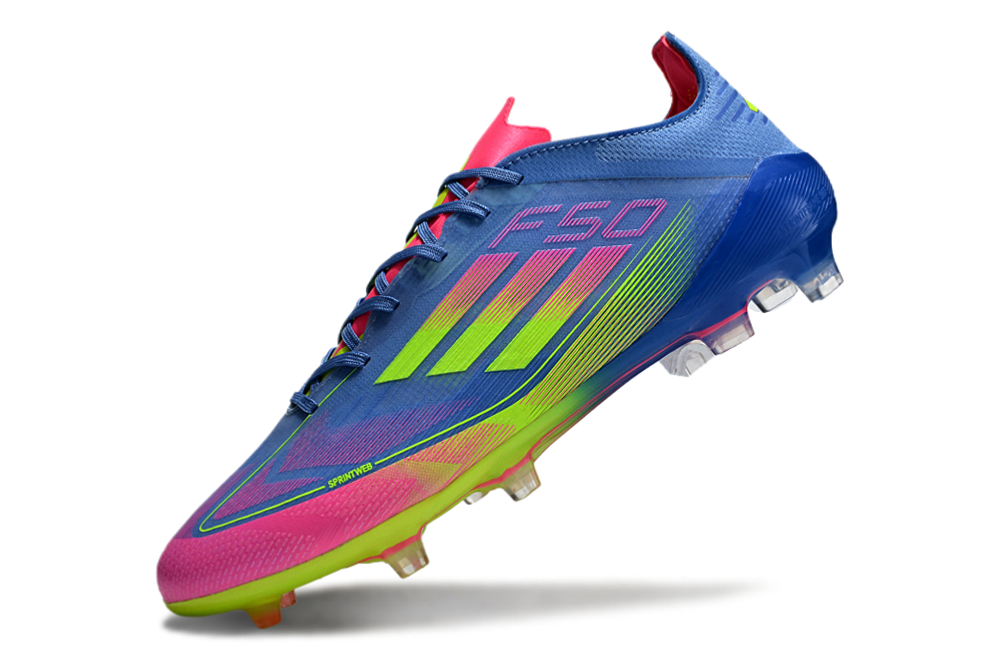  Adidas F50 Elite FG Laceless - Azul Fusion/Limón Lúcido/Rosa Lúcido