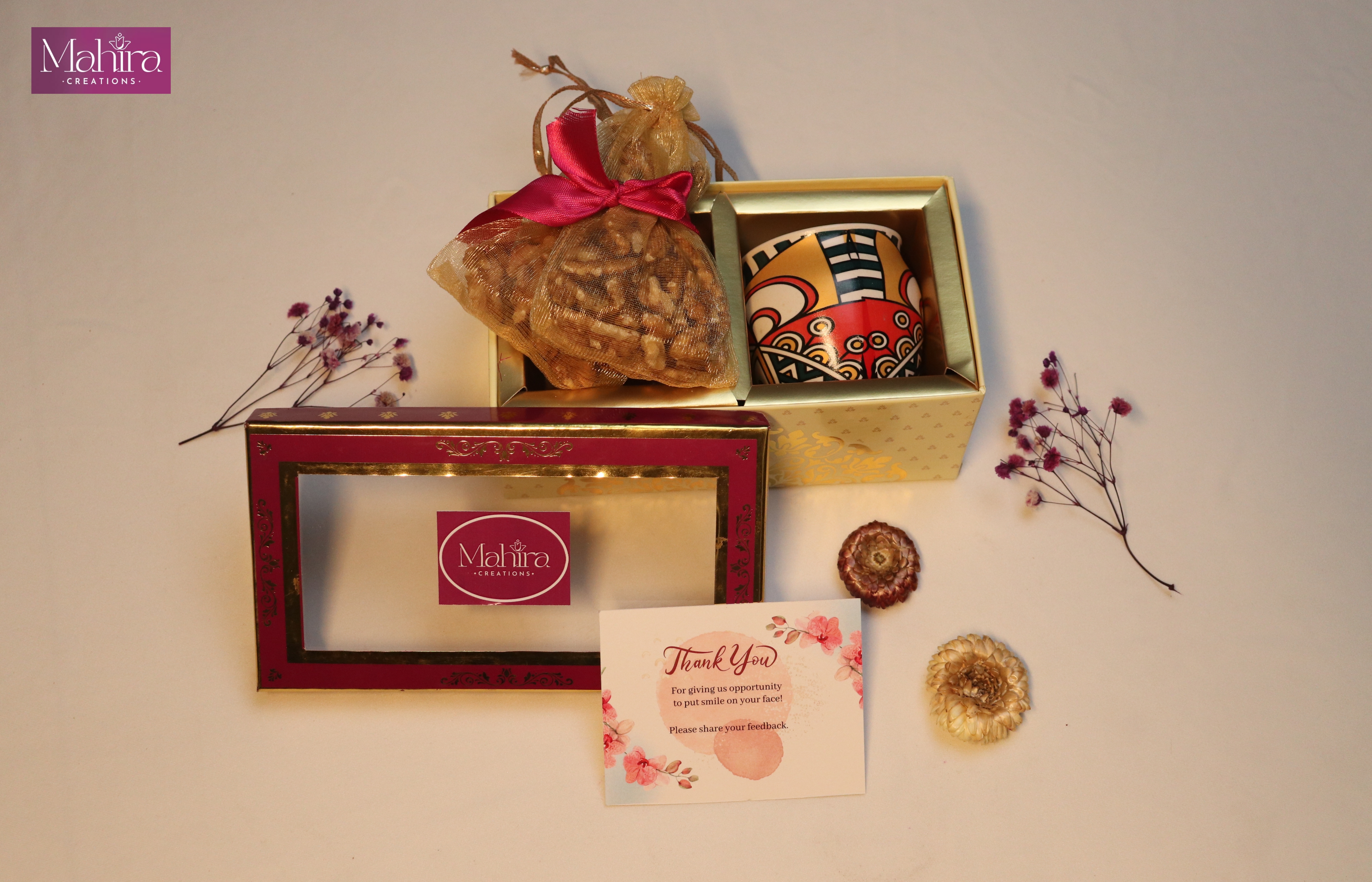 Gift Box with candle and dry fruits