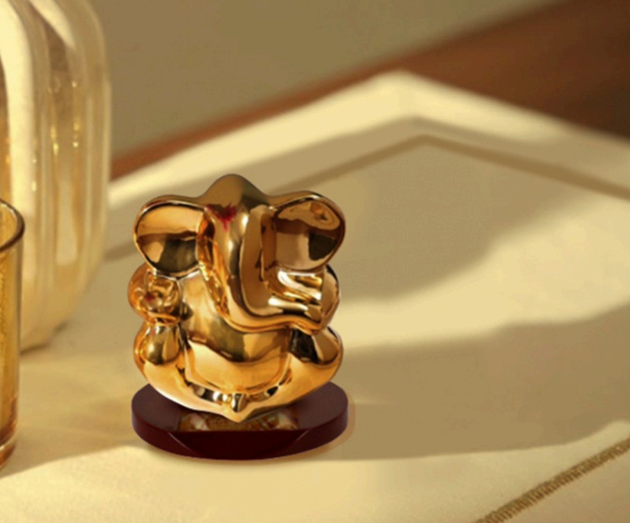 Ceramic Gold Plating Ganesh Figurine