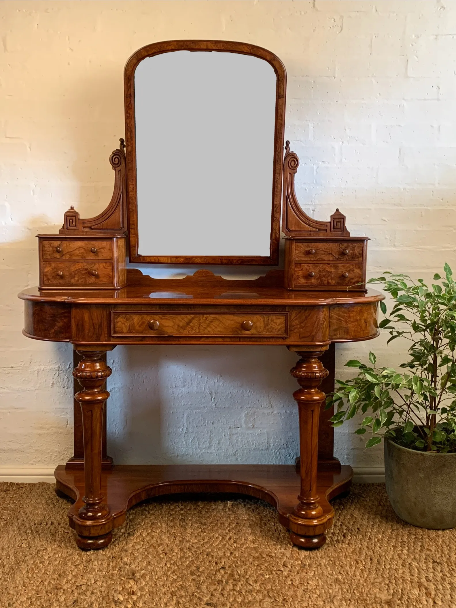 Victorian Burr Walnut Duchess Dressing Table