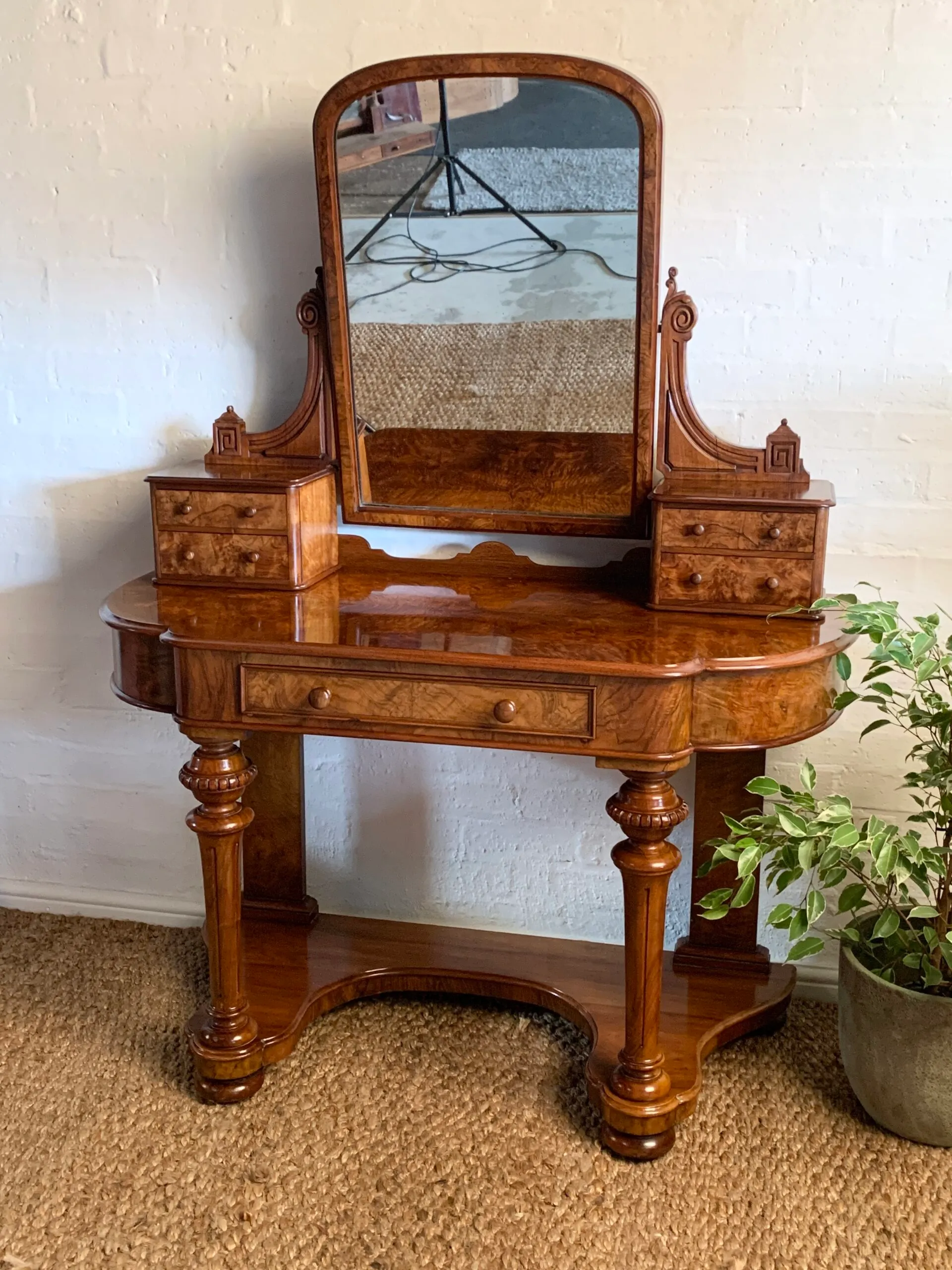 Victorian Burr Walnut Duchess Dressing Table