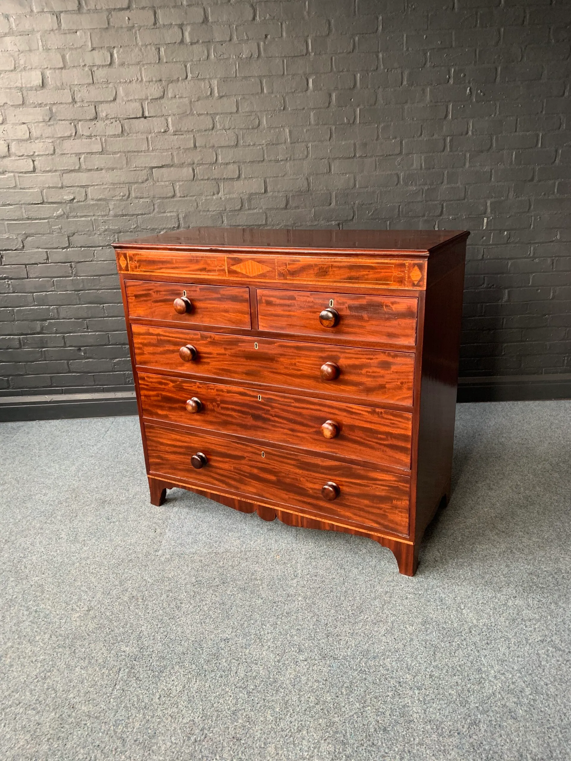 19th Century Inlaid Mahogany Chest Of Drawers