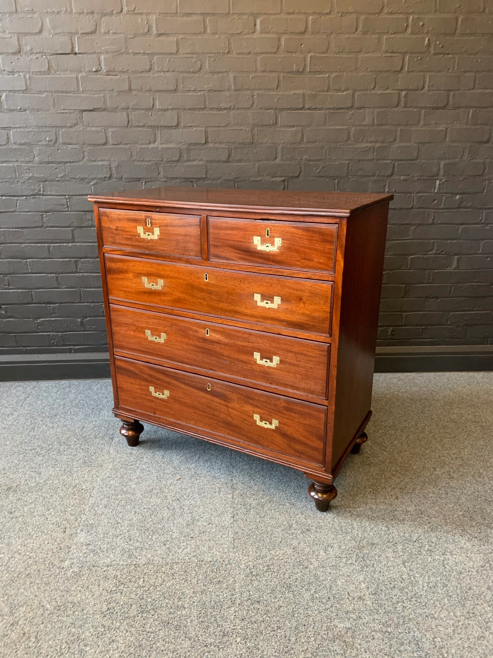 19th Century Mahogany Military Campaign Chest