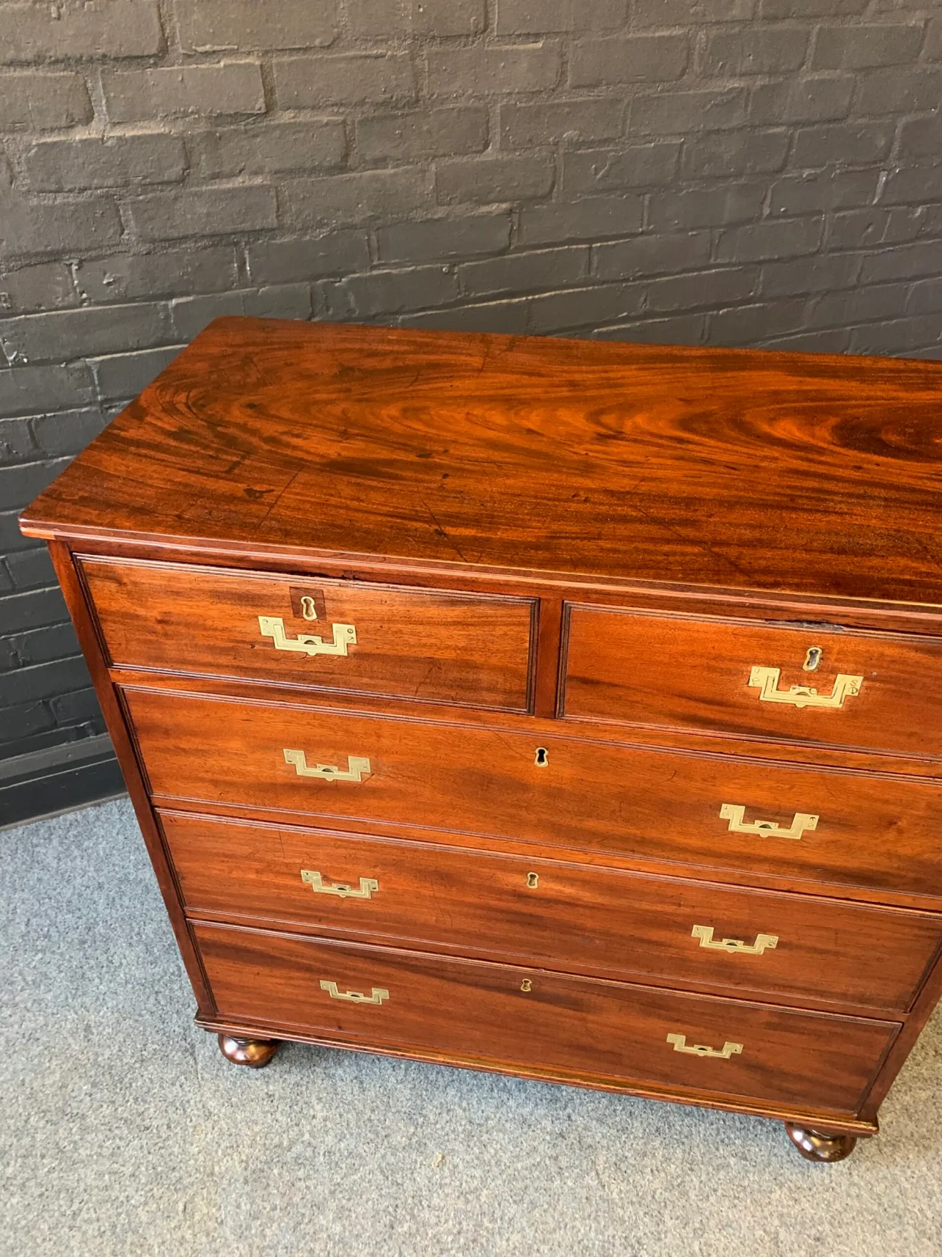 19th Century Mahogany Military Campaign Chest
