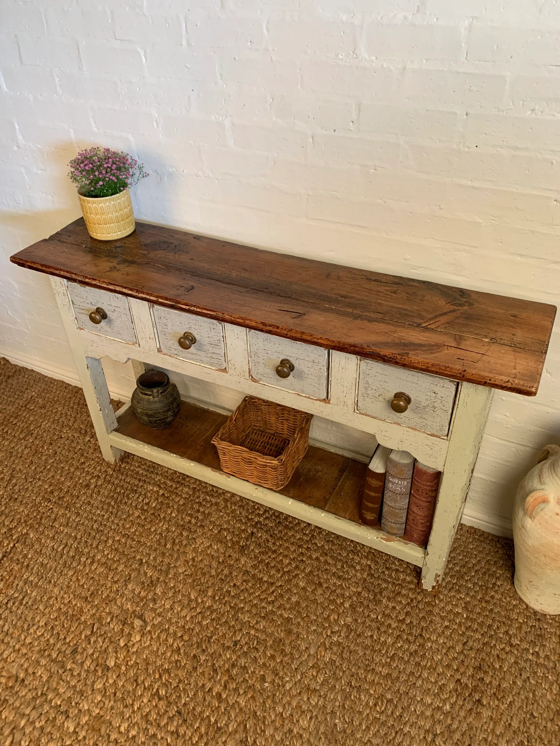 Antique Hungarian Rustic/ Paint Console Table