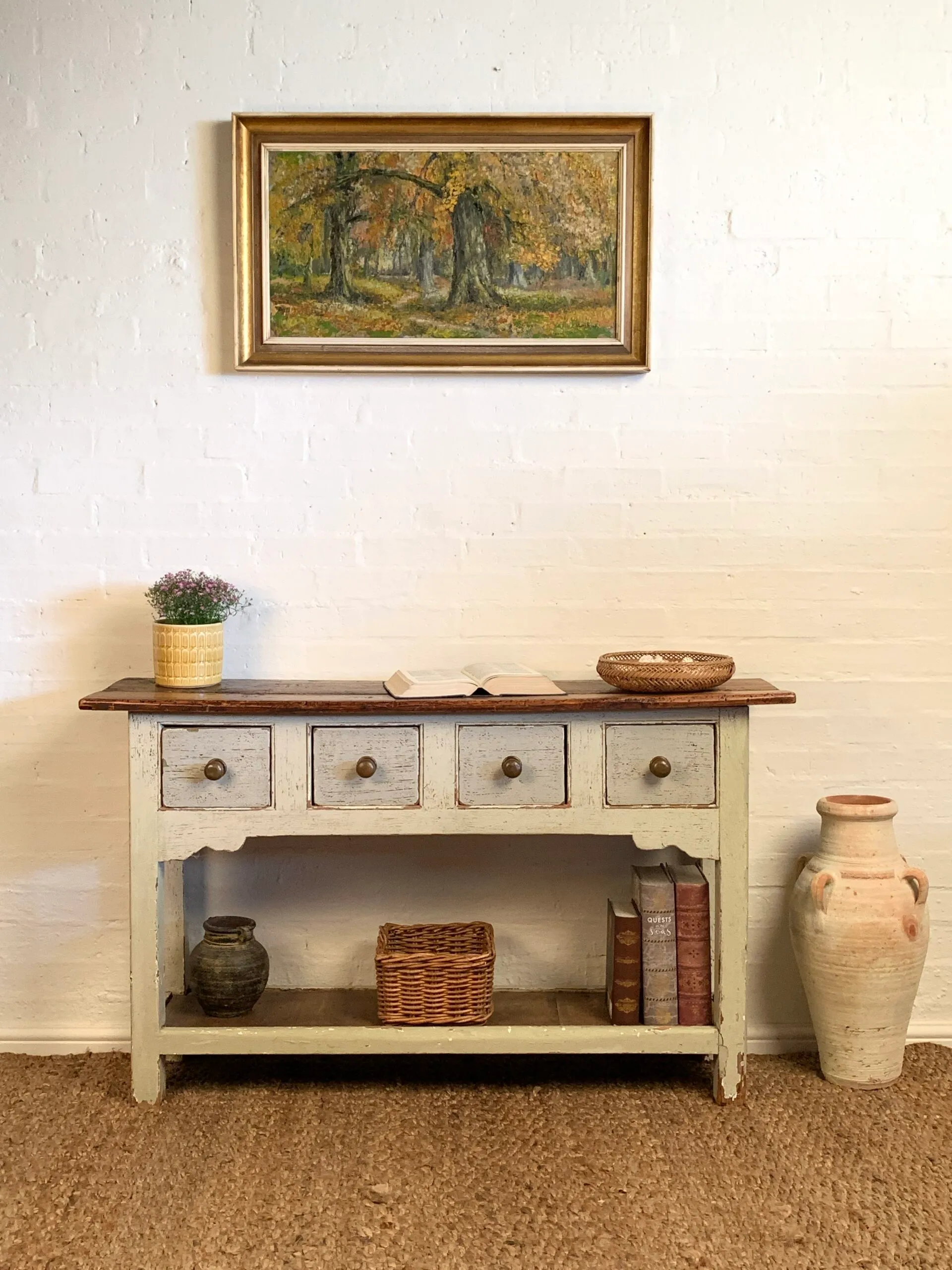 Antique Hungarian Rustic/ Paint Console Table