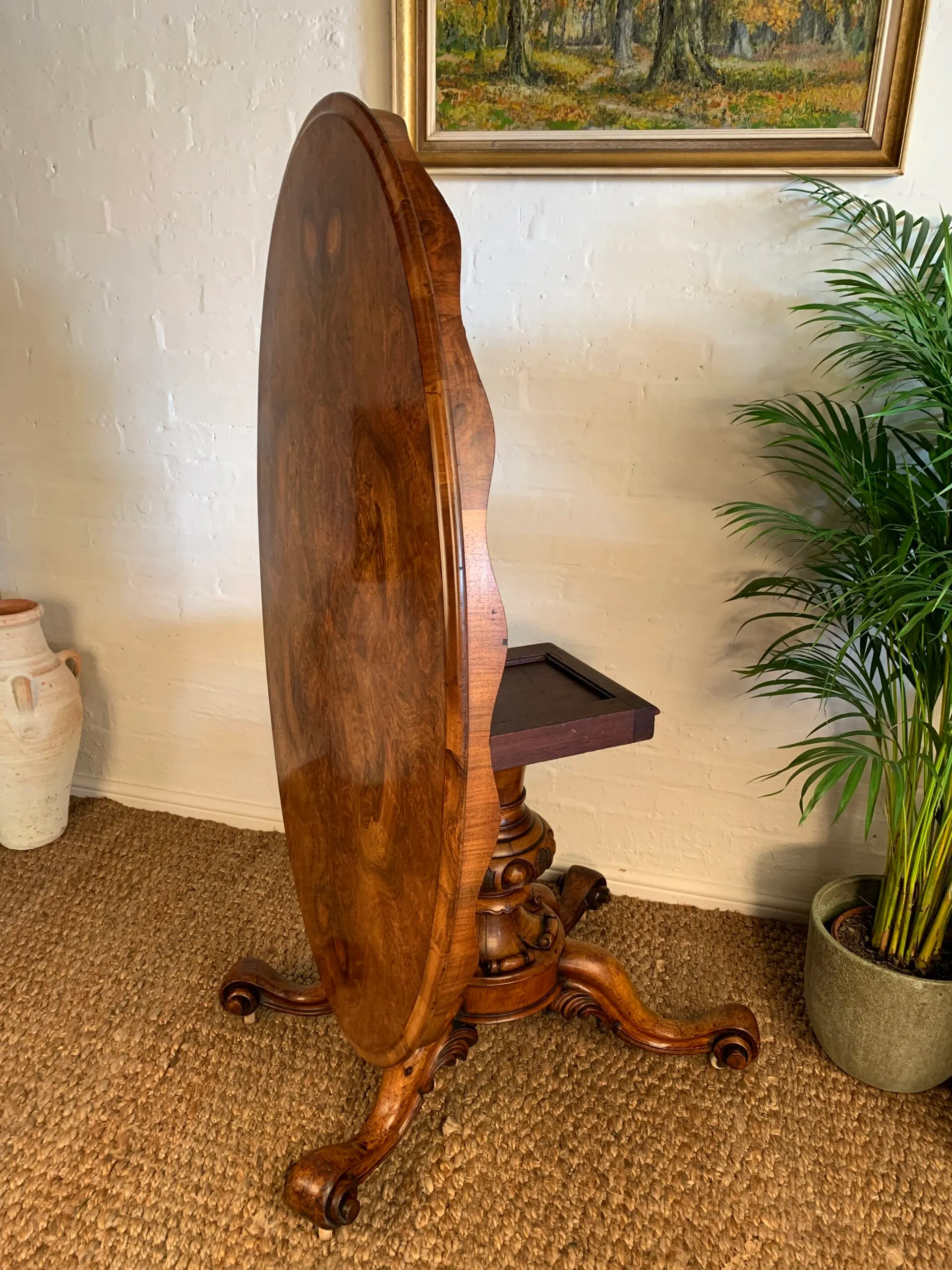 Antique Victorian Burr Walnut Center Table