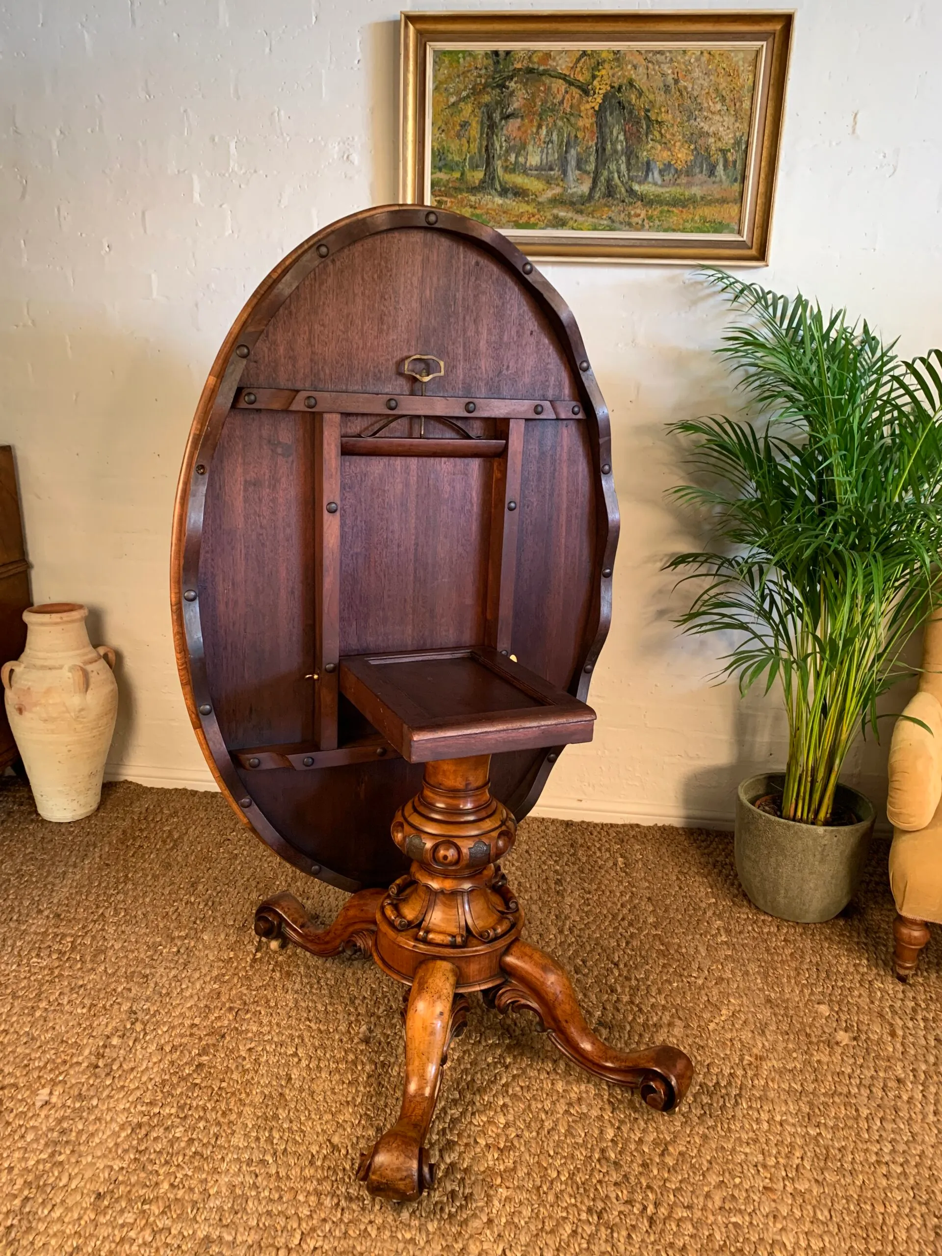 Antique Victorian Burr Walnut Center Table