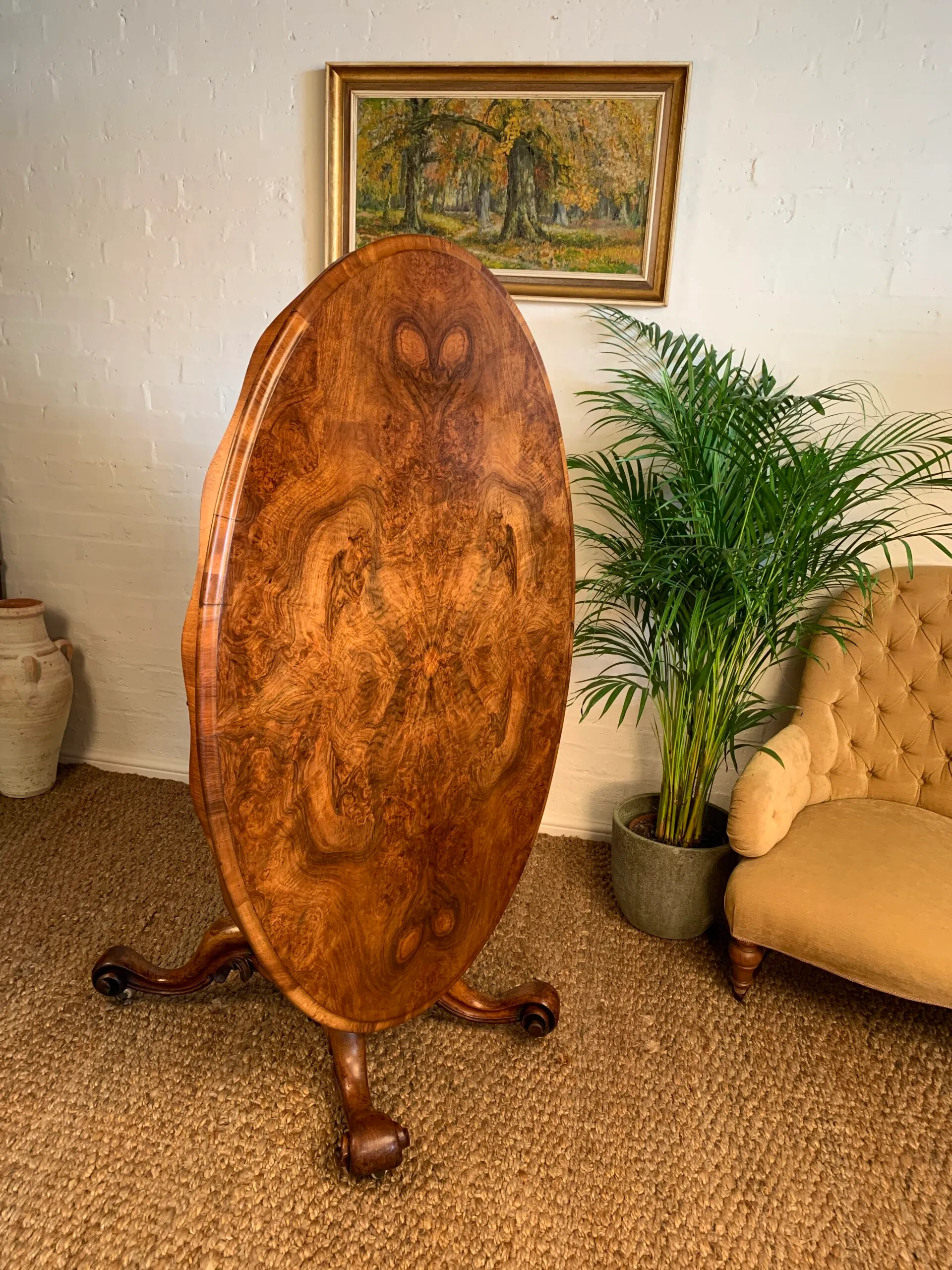 Antique Victorian Burr Walnut Center Table