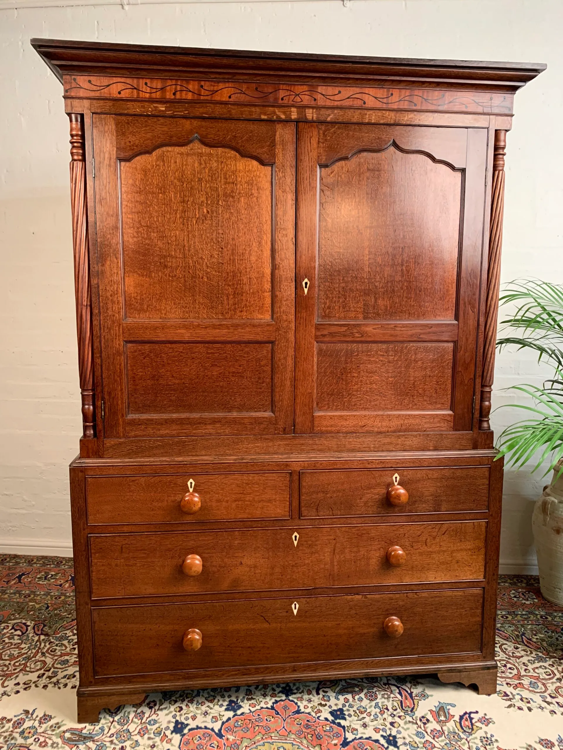 19th Century Welsh Oak Two Stage Press Cupboard