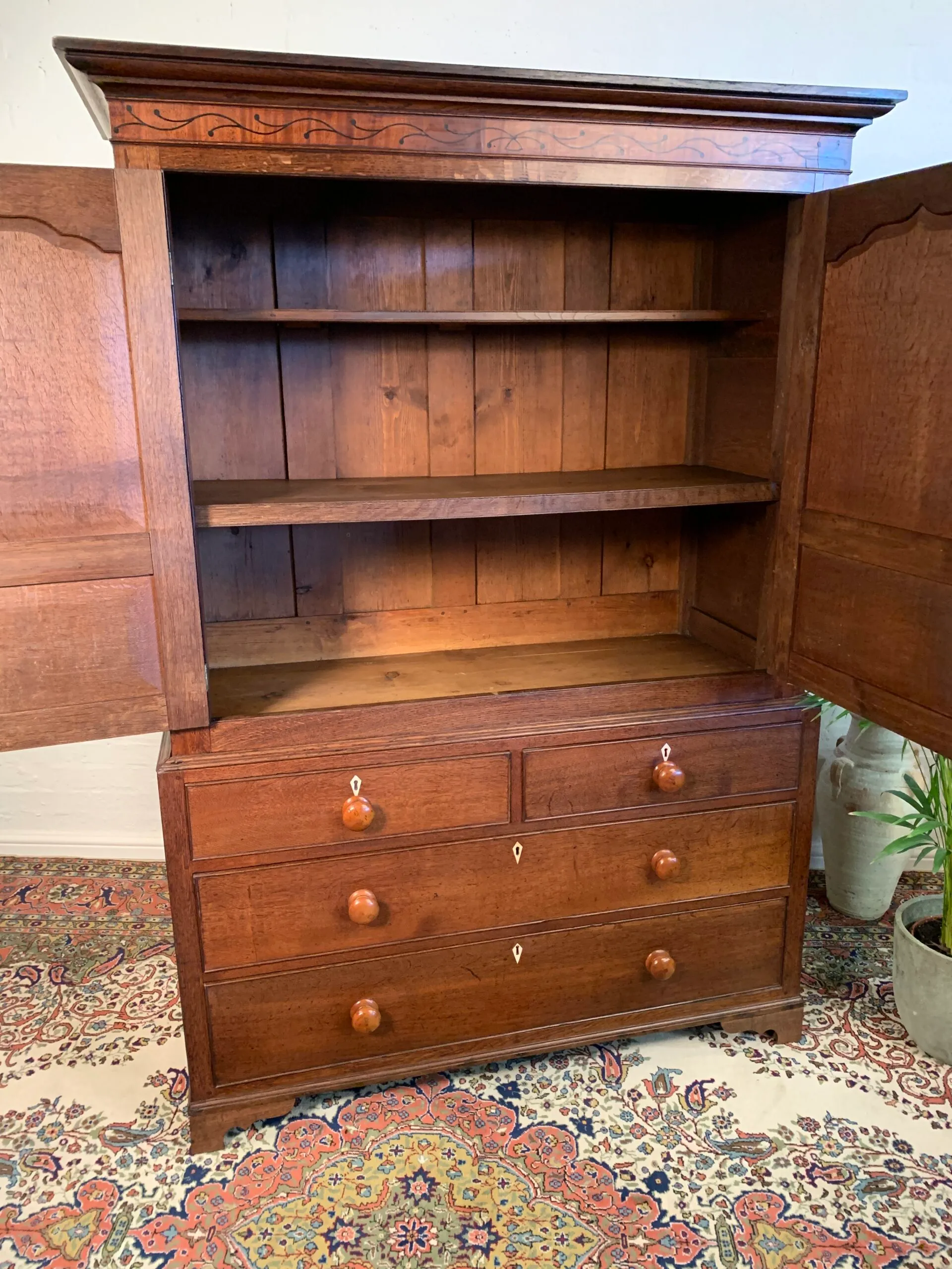 19th Century Welsh Oak Two Stage Press Cupboard