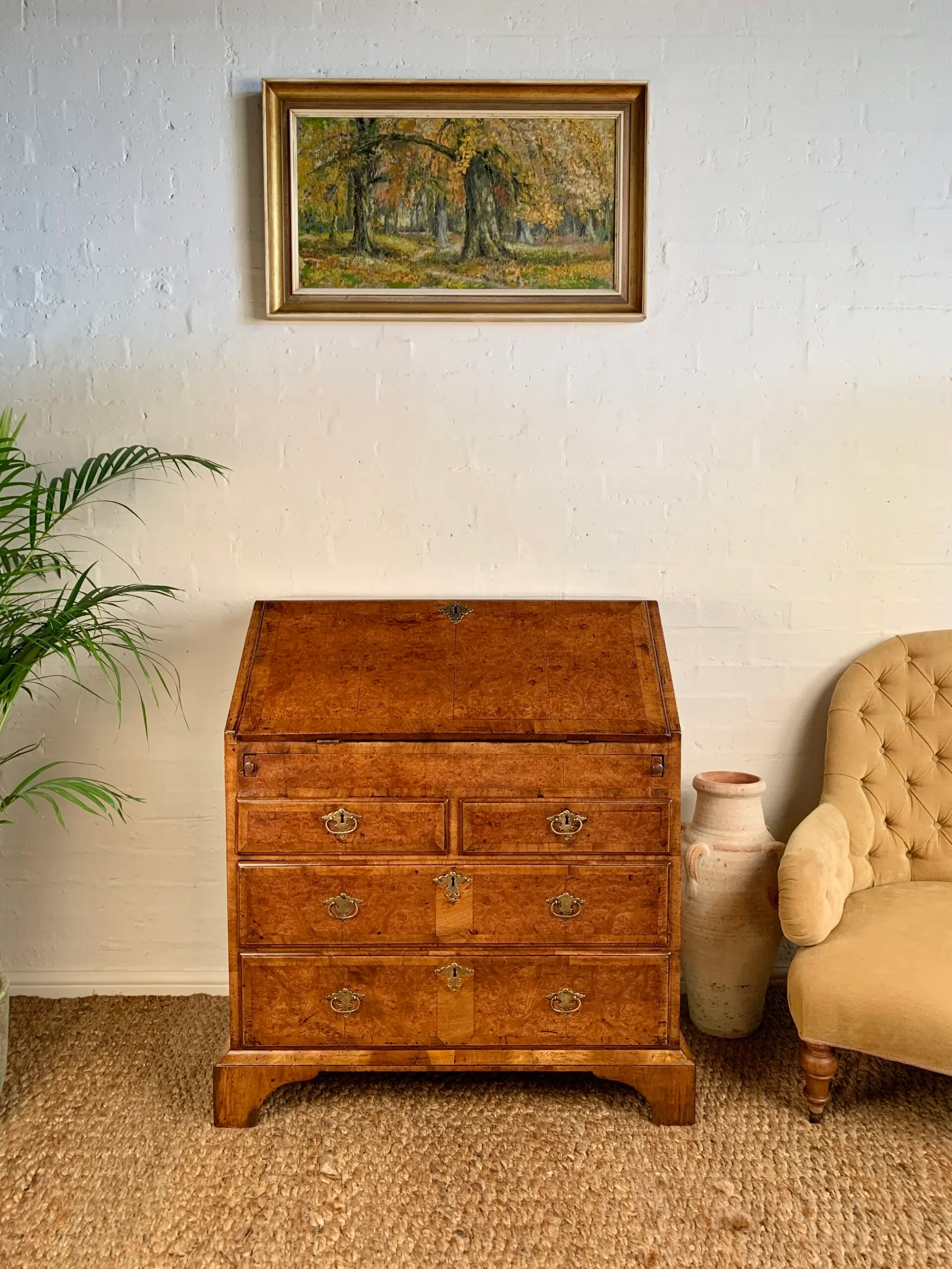 Fine George II Burr Walnut Bureau