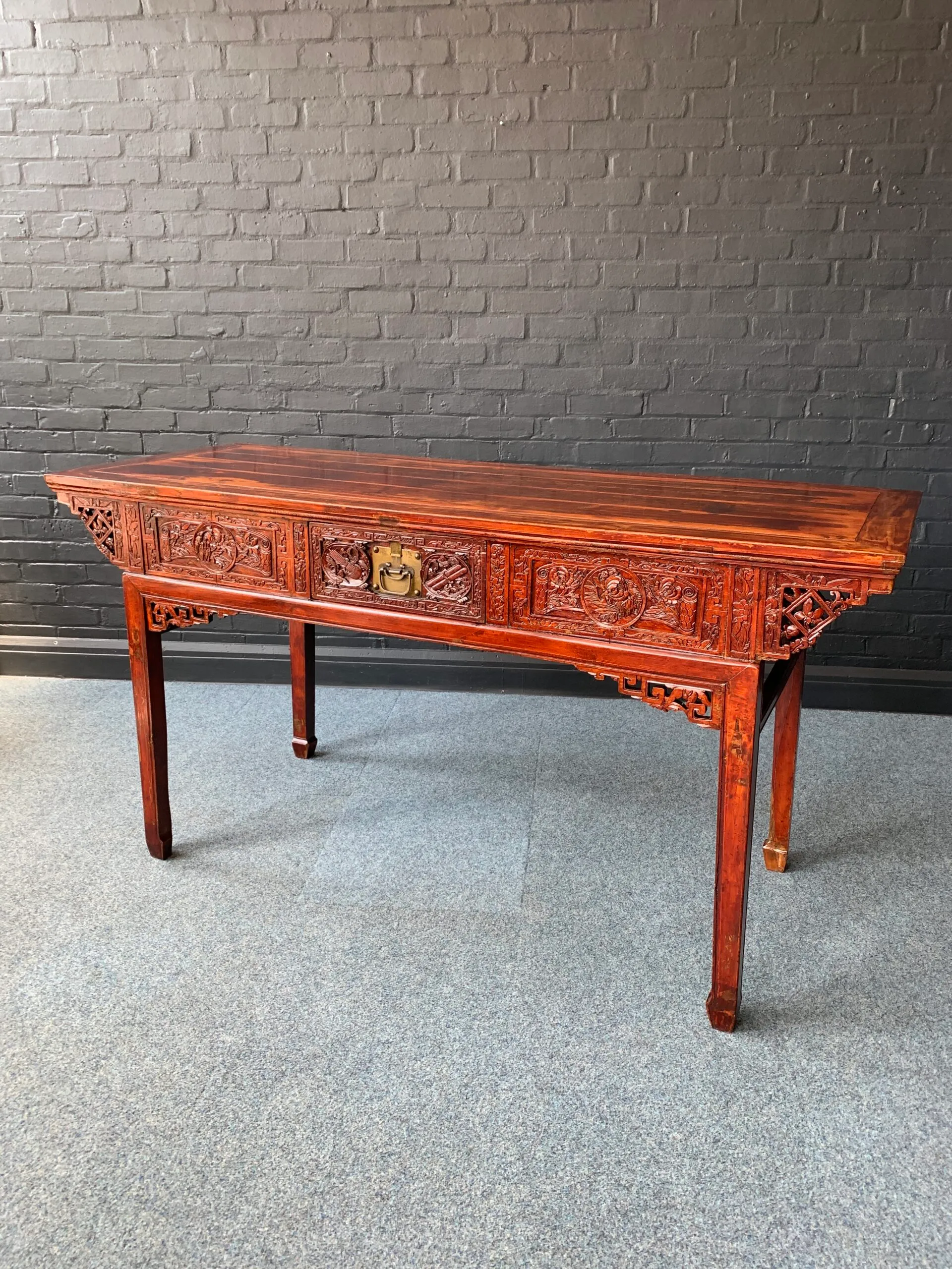 Chinese Red Lacquered Altar Table