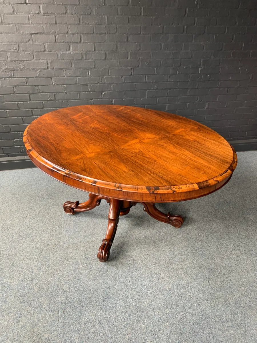 Victorian Rosewood Oval Tilt Top Center Table