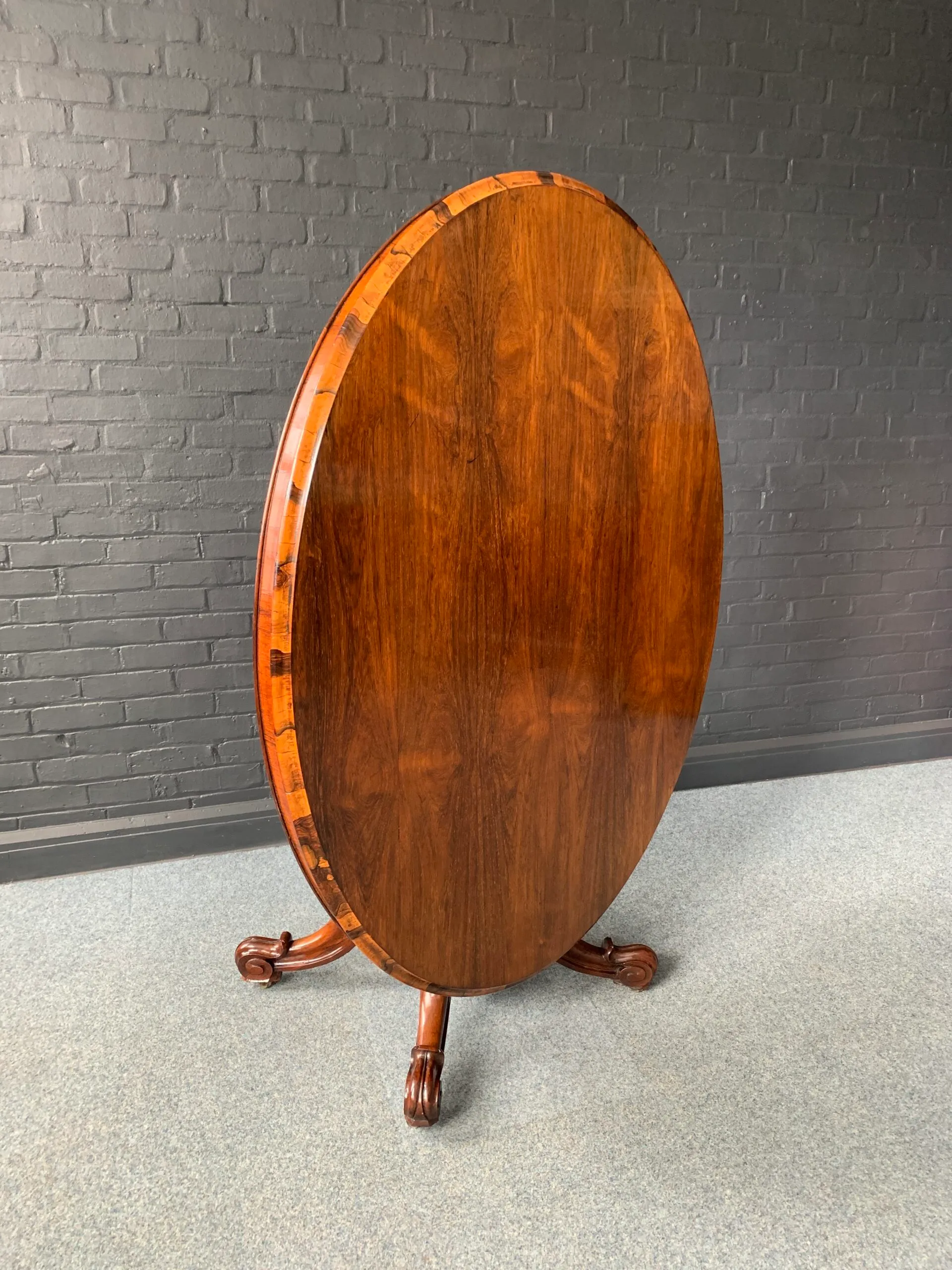 Victorian Rosewood Oval Tilt Top Center Table