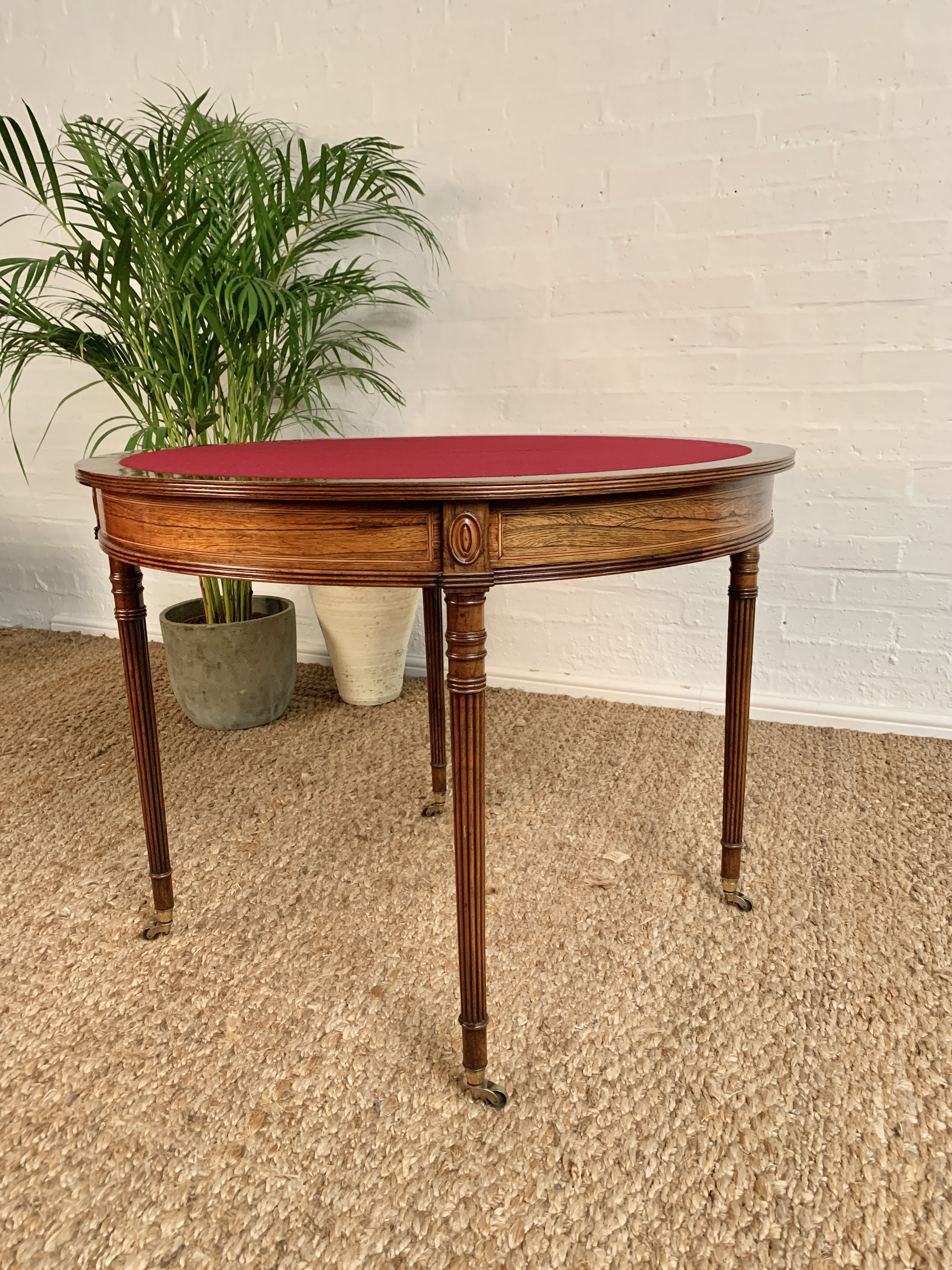 Rosewood Inlaid Demilune Games Table