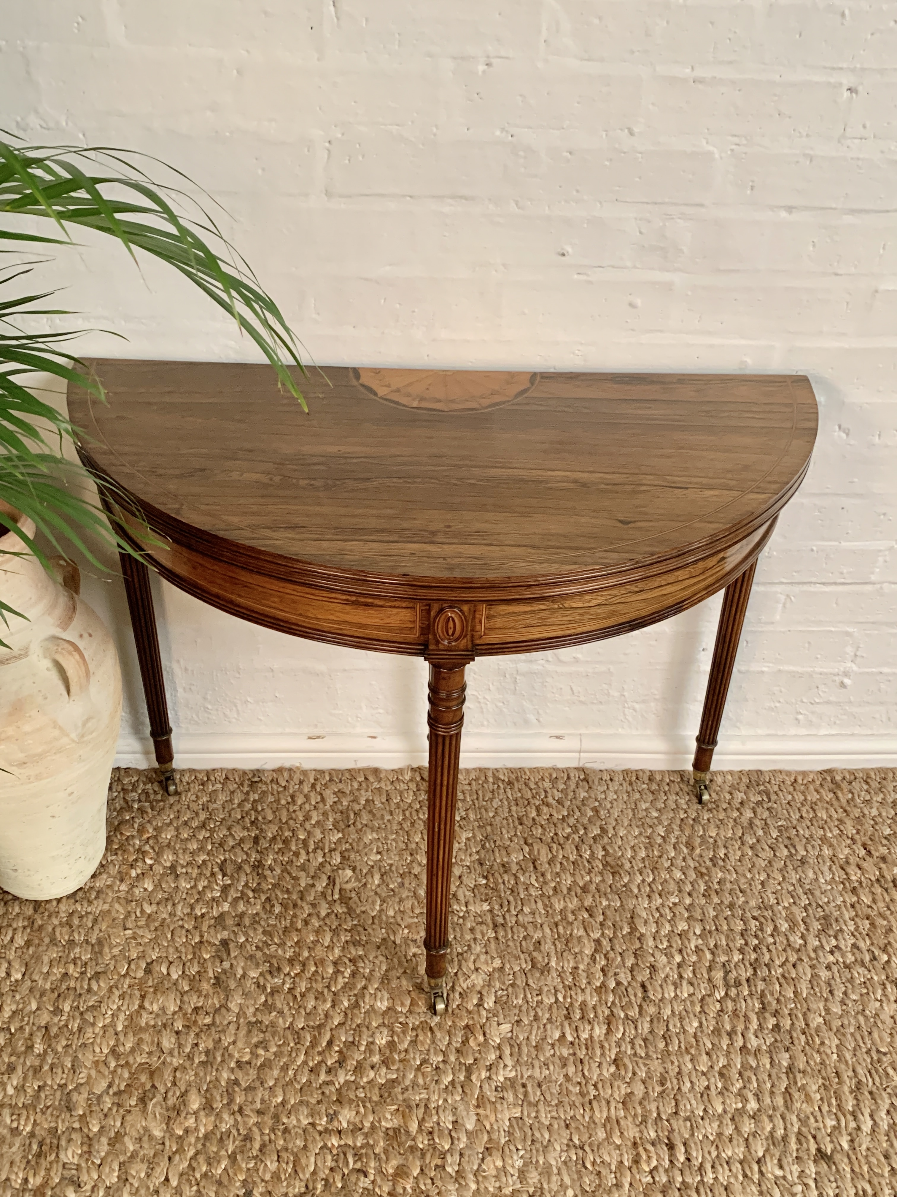 Rosewood Inlaid Demilune Games Table