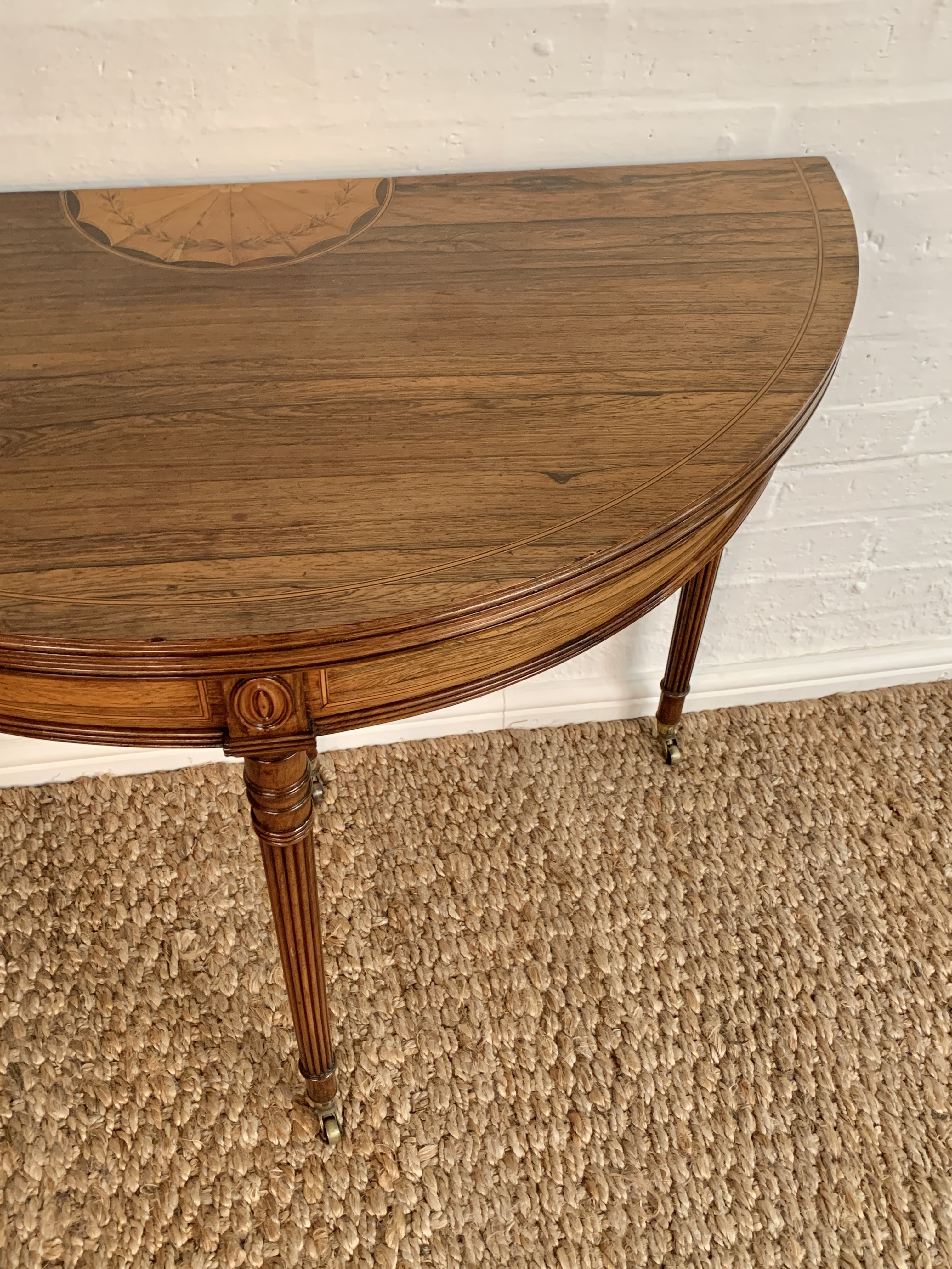Rosewood Inlaid Demilune Games Table