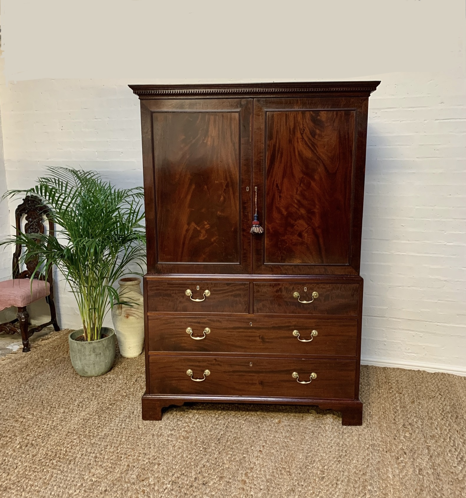19th Century Mahogany Linen Press
