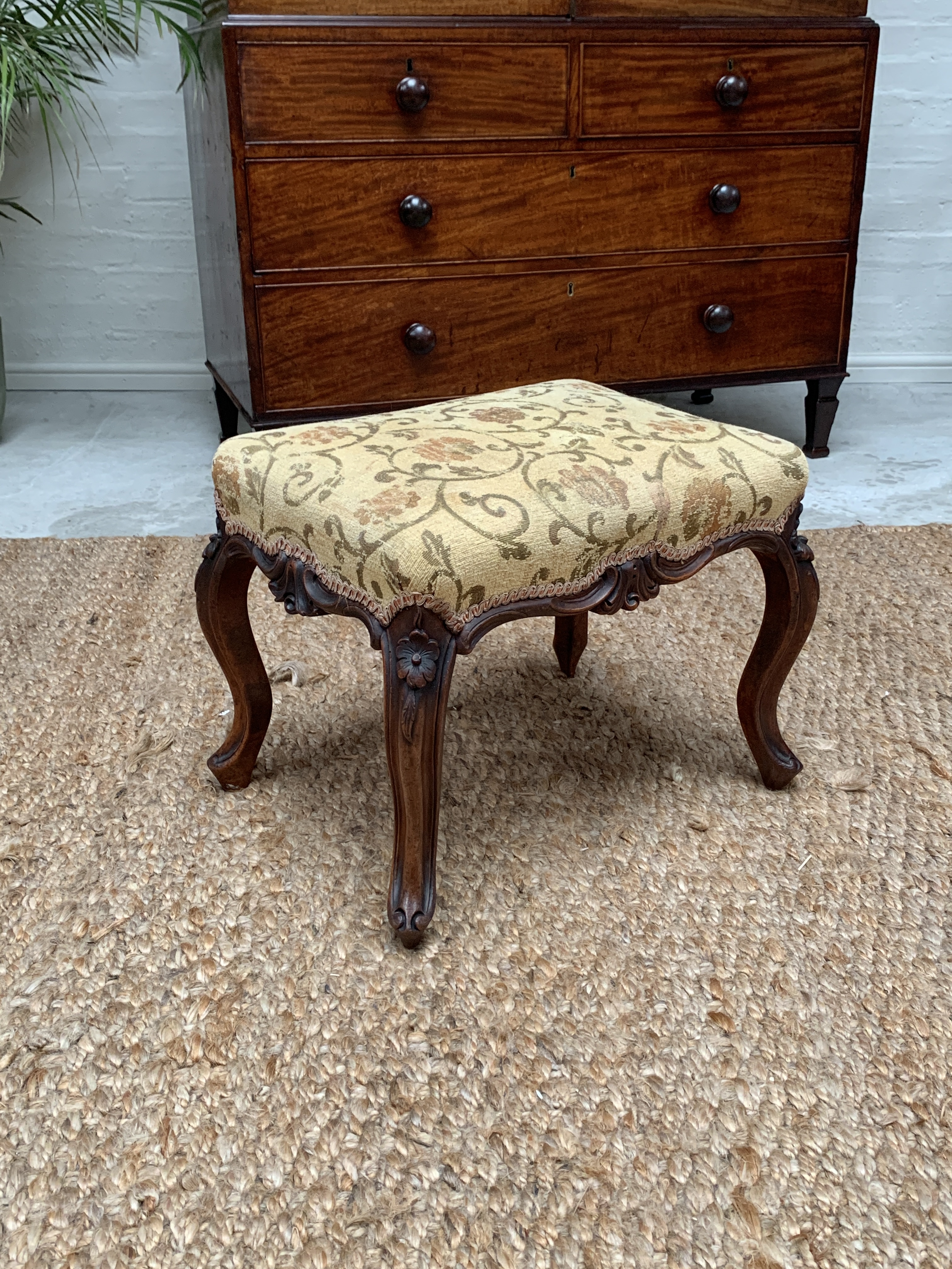 19th Century Antique Upholstered Footstool