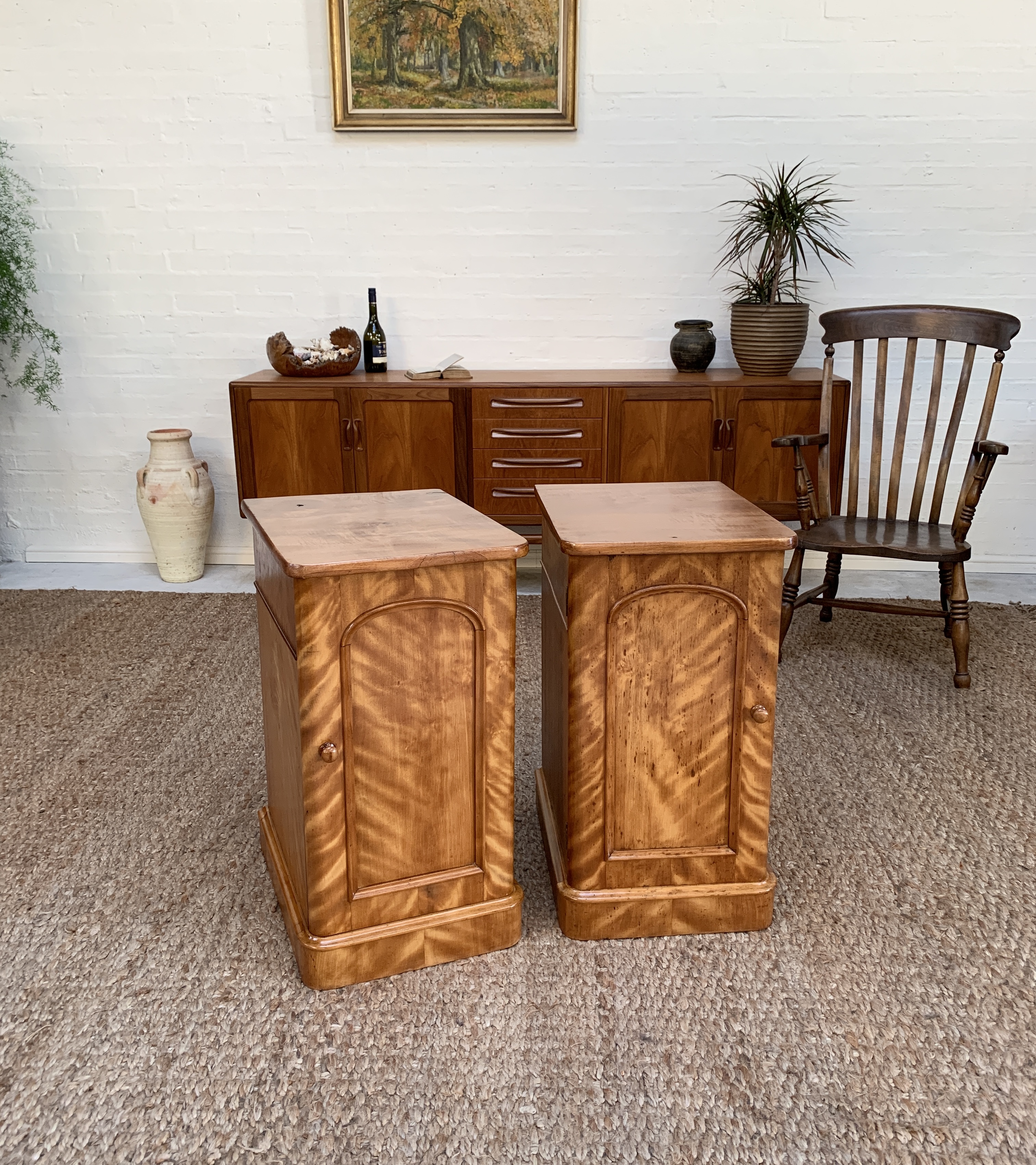 Victorian Satin Wood Bedside Cabinet