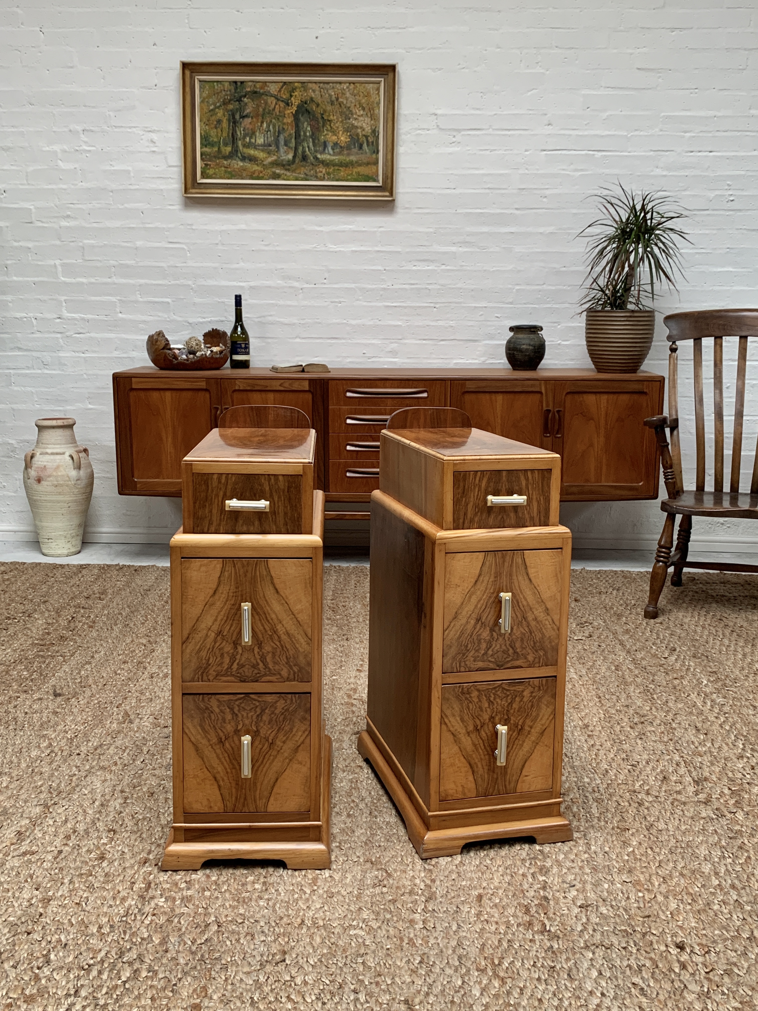  Art Deco Walnut Bedside Cabinet