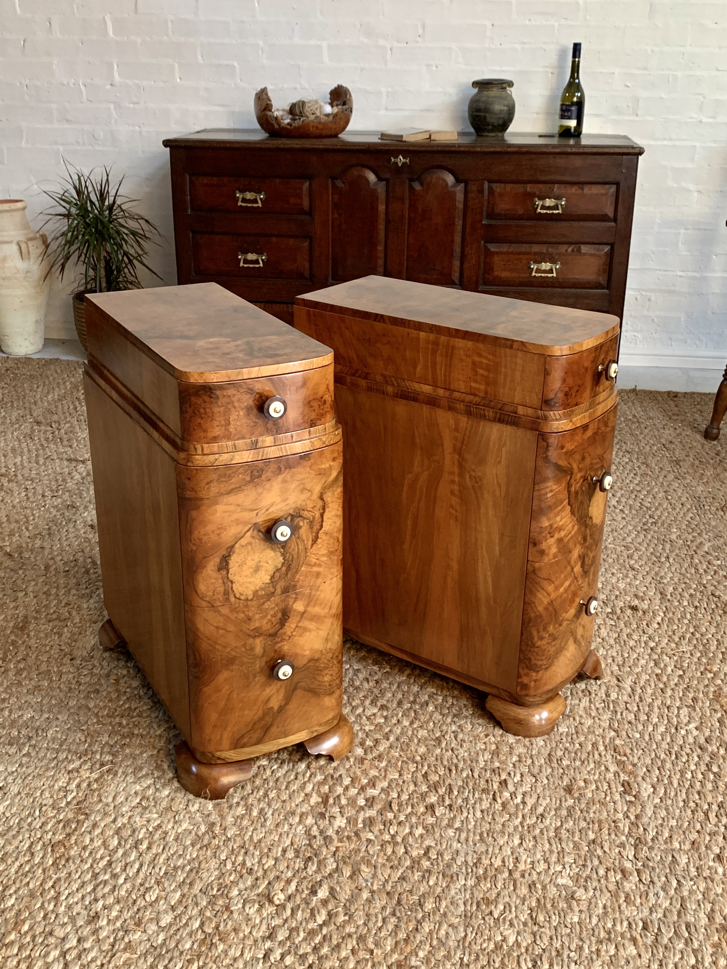 Quality Figured Walnut Bedside Cabinet/Night Stand
