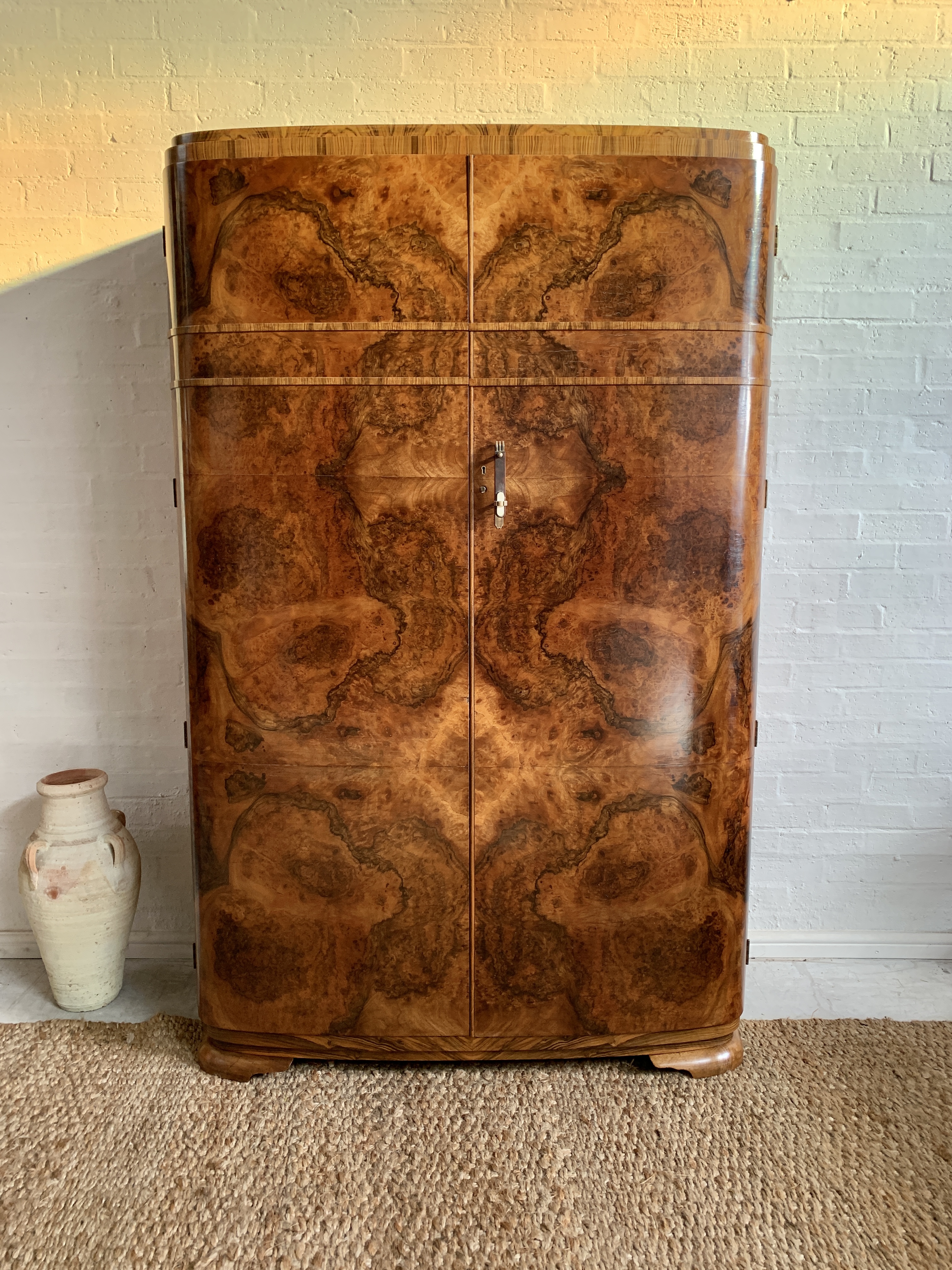 Art Deco Double Wardrobe – Burr Walnut Veneer