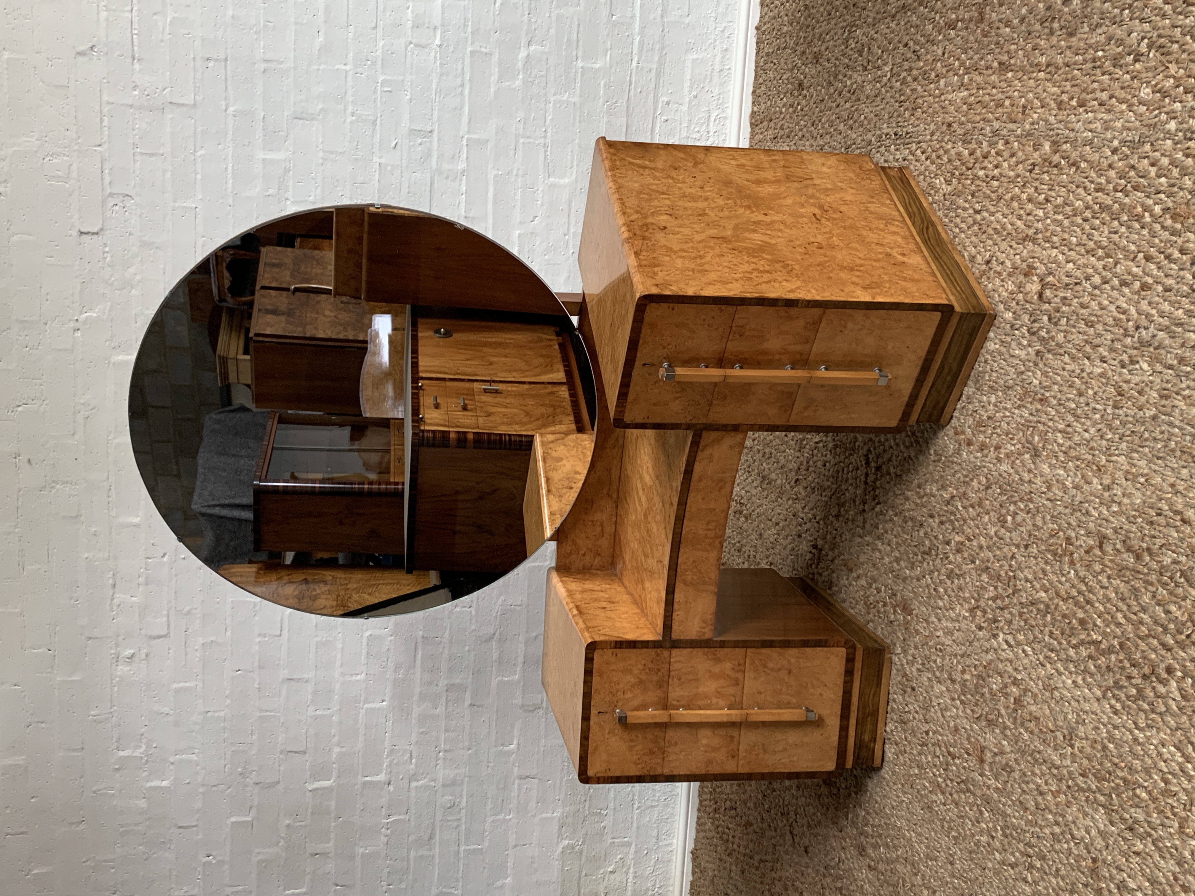     Exceptional Art Deco Burr Walnut Dressing Table by Waring & Gillow