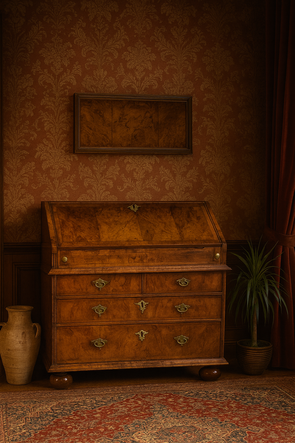 Victorian Burr Walnut Bureau – Beautiful Condition | 19th Century