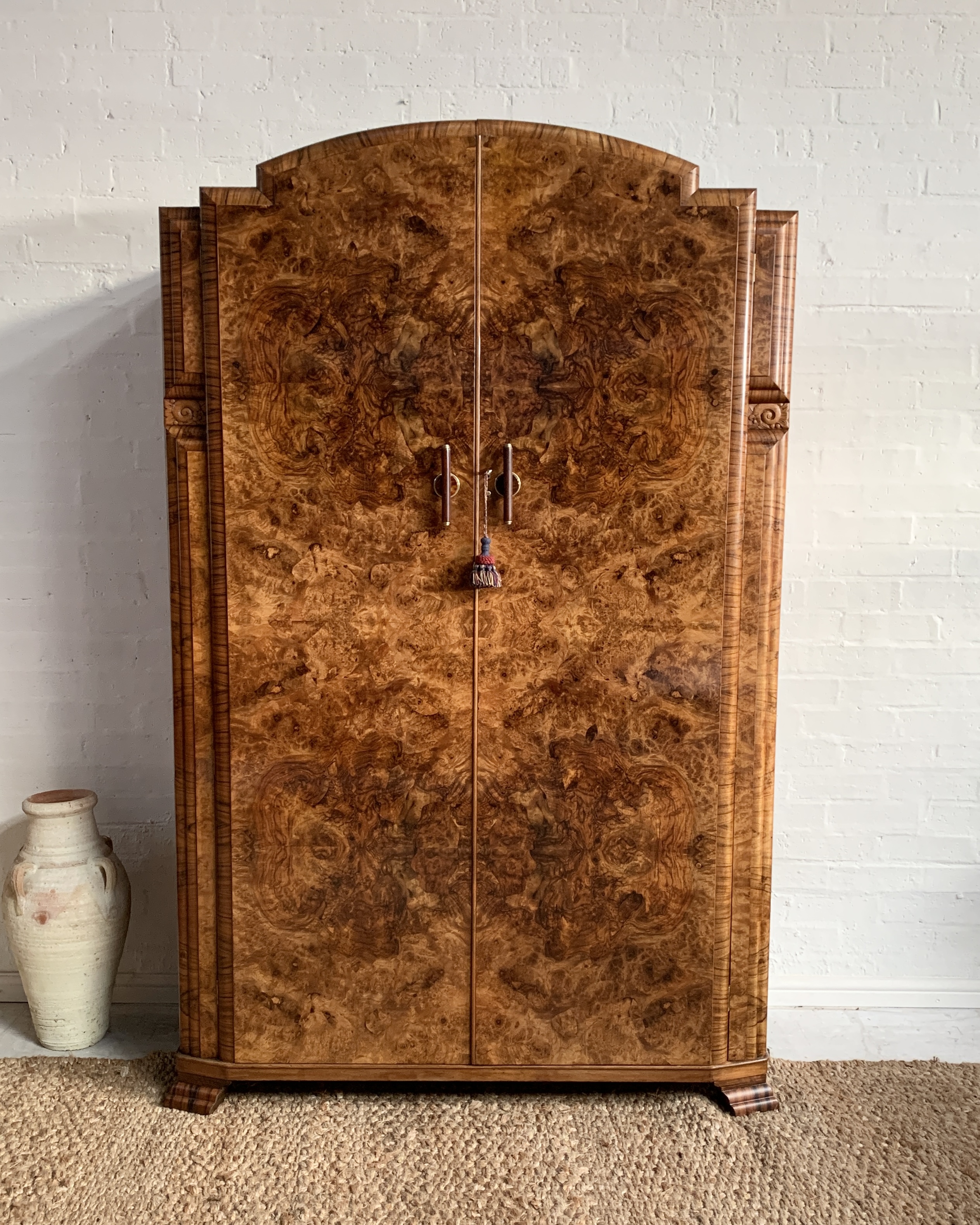 Art Deco Walnut Veneered Double Wardrobe – 1930s