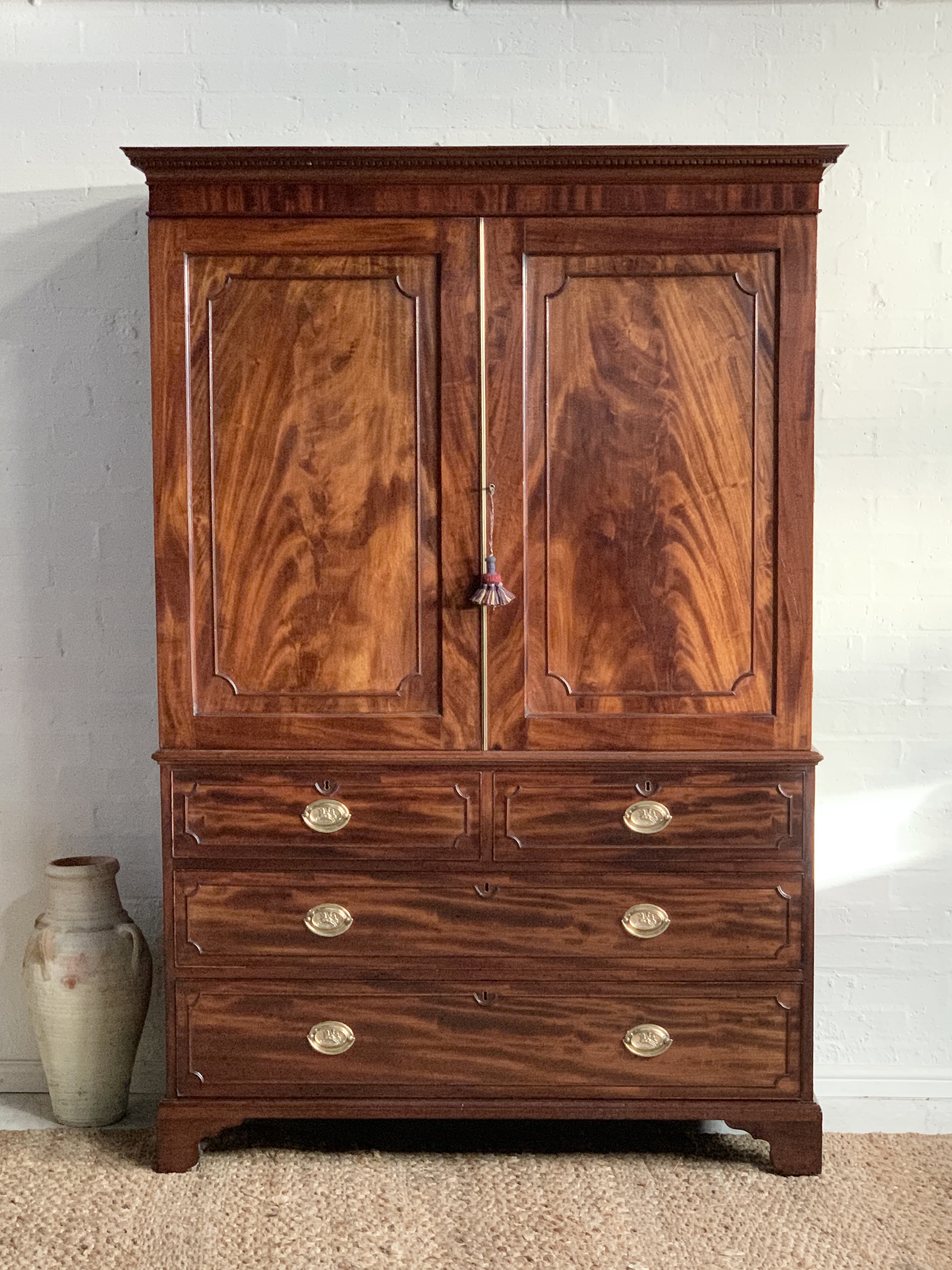 19th Century Mahogany Linen Press