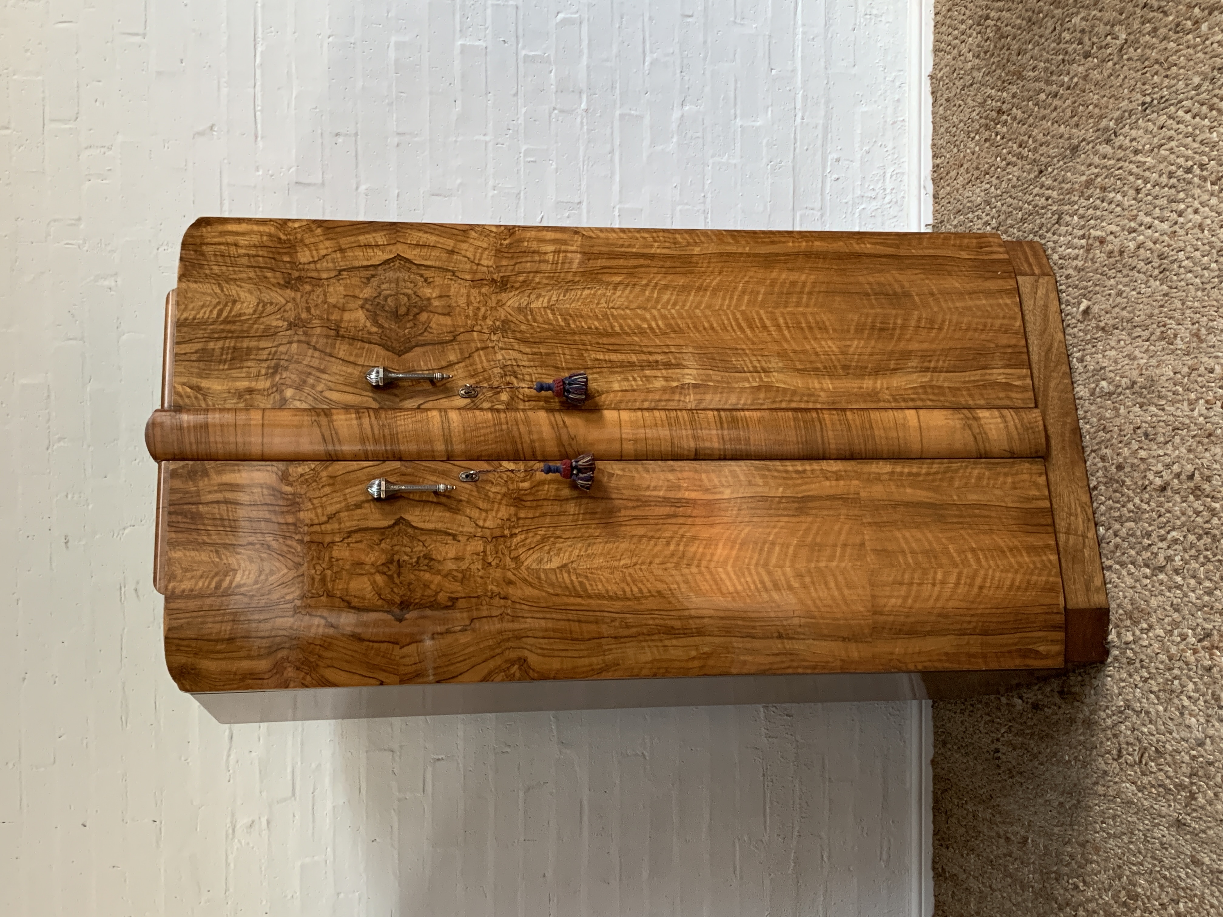 Mid-Century Figured Walnut Wardrobe by Shrager