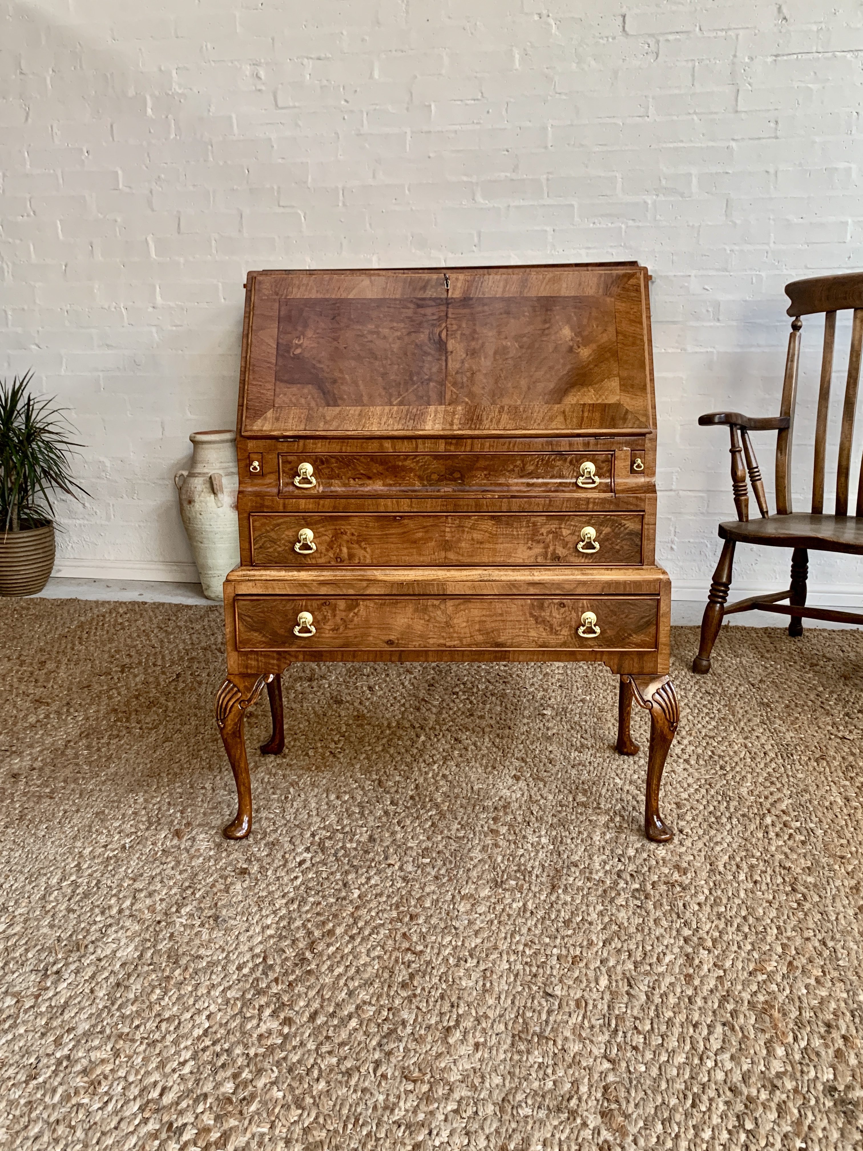 Queen Anne Style Walnut Bureau