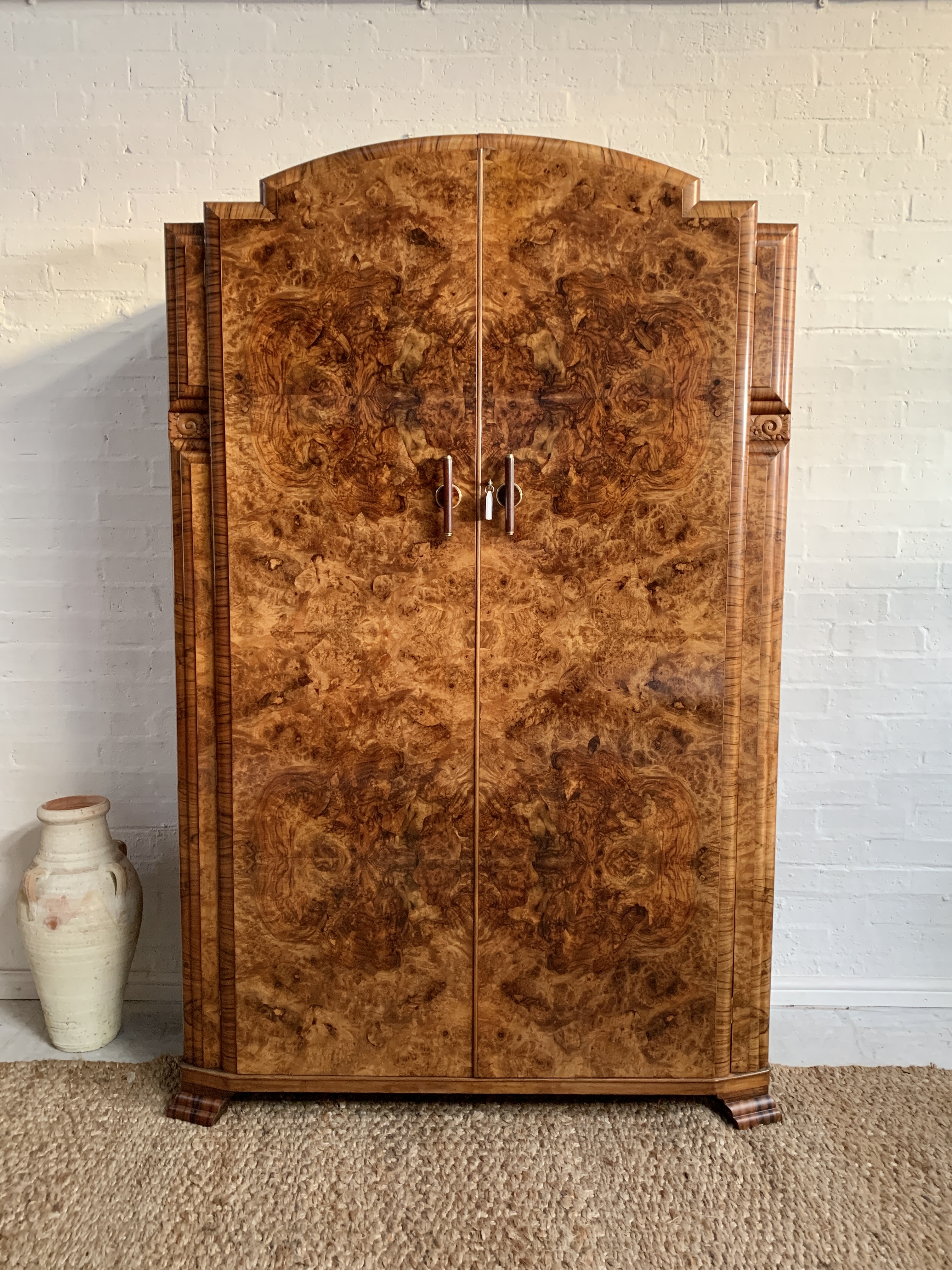 Art Deco Walnut Veneered Double Wardrobe – 1930s