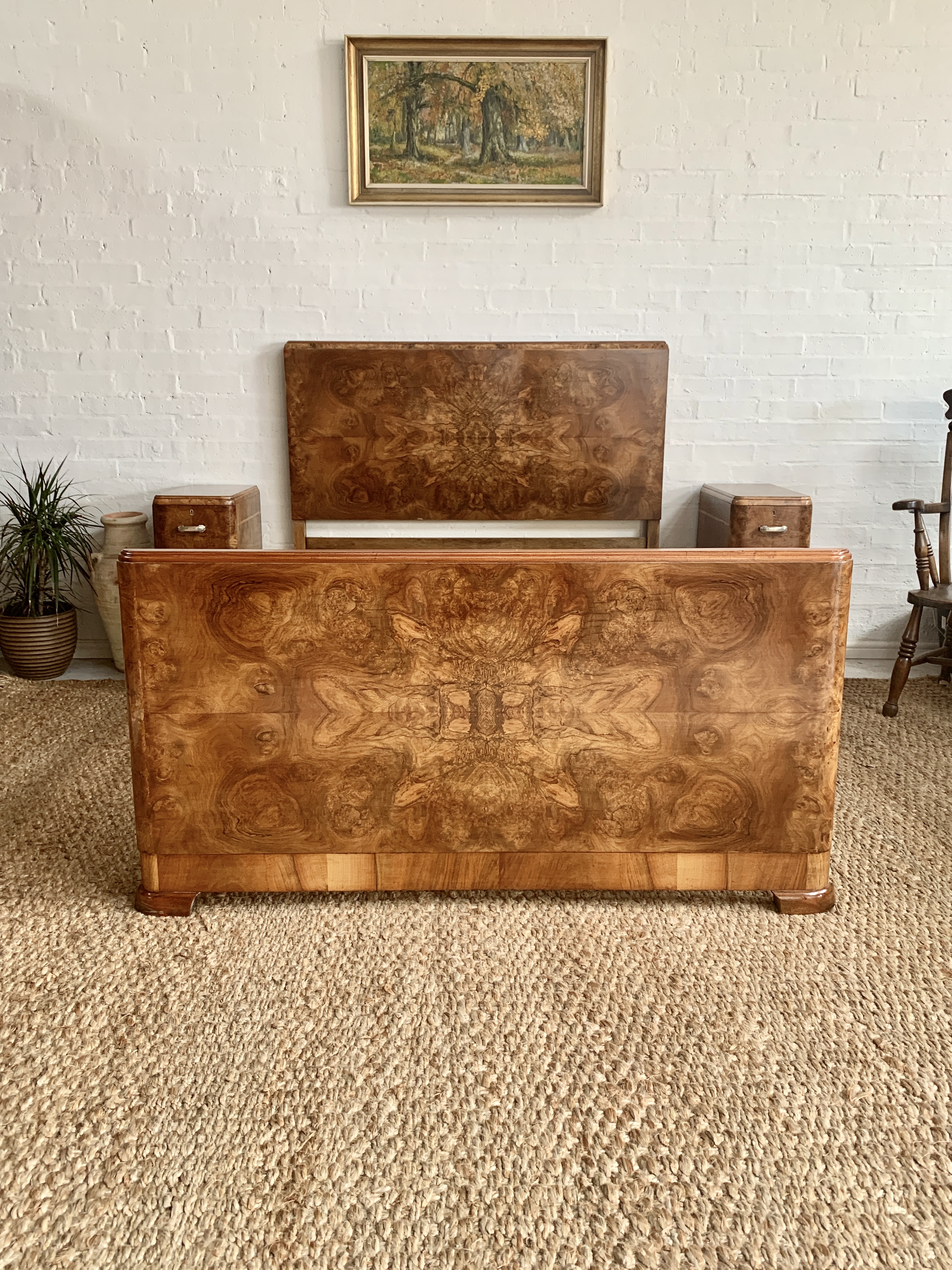 Quality Figured Walnut Double Bed
