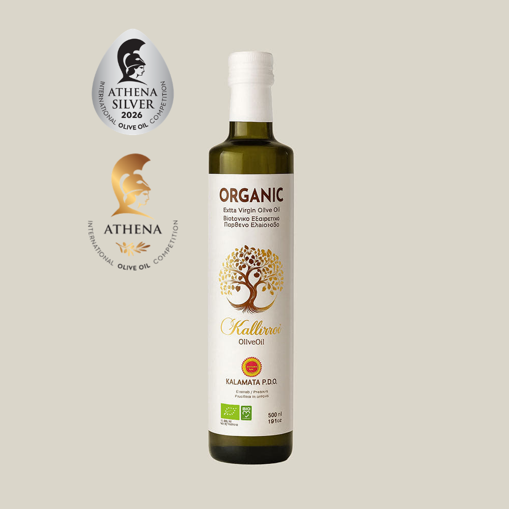 500ml -Kallirroi ORGANIC EVOO Single Variaty Kalamata P.D.O. 100% Greek Olive Oil
