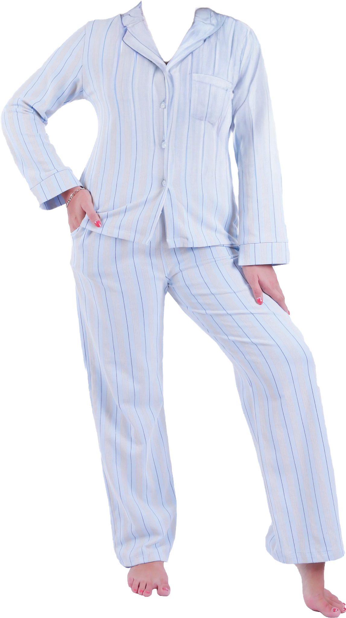 Women LS PAJAMAS WITH BUTTONS