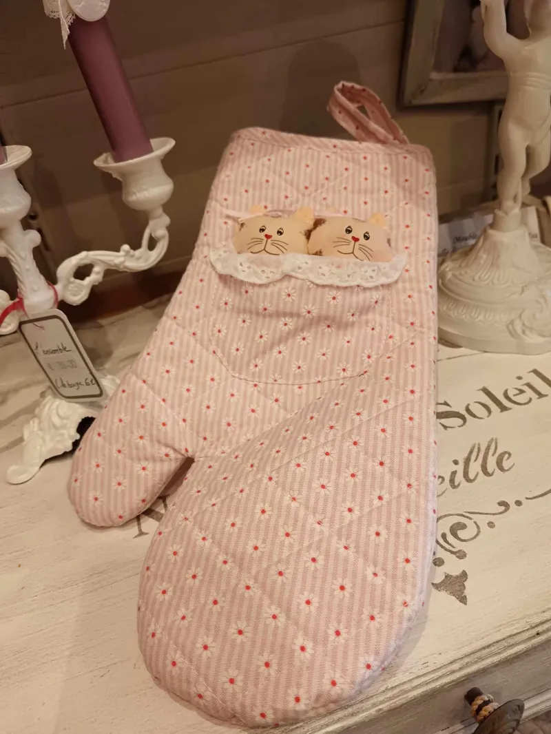 Gant écru à rayures Modèle chats